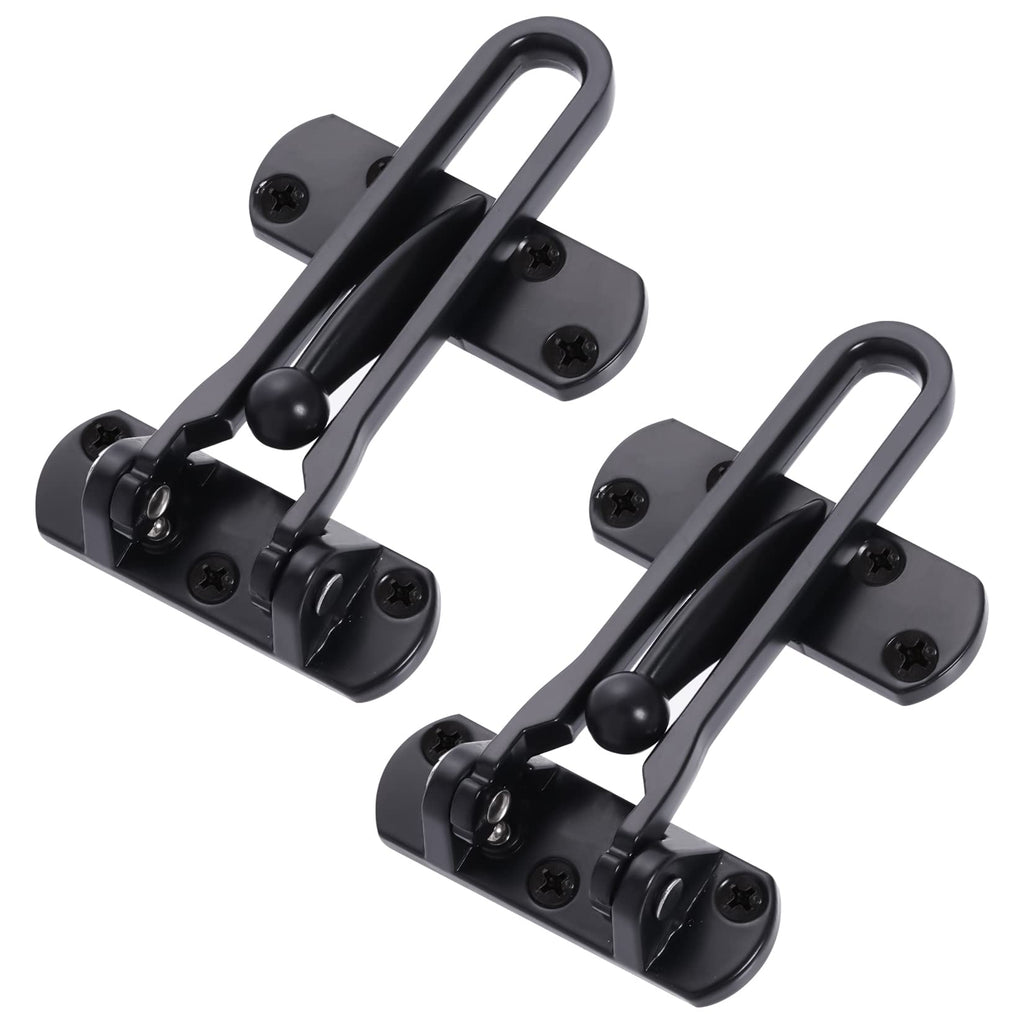 Topbuti Home Security Door Lock, 2 Pack Latch Guard Clasp Front Door Locks for Kids, Home Reinforcement Lock for Swing-in Doors, Hotel Door Latches, Thicken Solid Aluminium Alloy (Black)