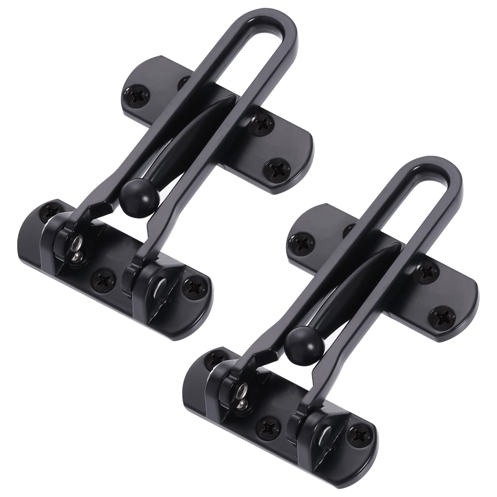 Topbuti Home Security Door Lock, 2 Pack Latch Guard Clasp Front Door Locks for Kids, Home Reinforcement Lock for Swing-in Doors, Hotel Door Latches, Thicken Solid Aluminium Alloy (Black)