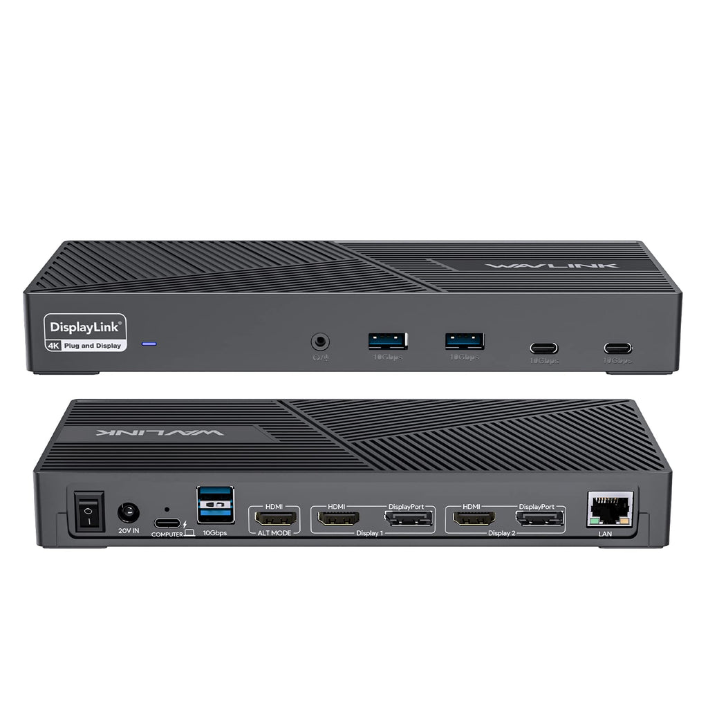 WAVLINK USB Laptop Docking Station Dual Monitors, DisplayLink Laptop Dock for M1-M5 Mac/MacBook Neo, Windows, ChromeOS(HDMI & HDMI/DVI, 6xUSB Ports, LAN, Audio)