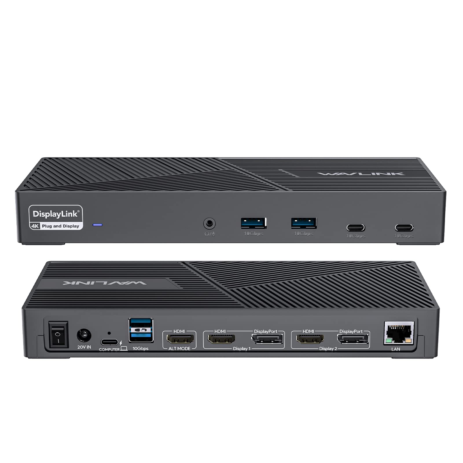 WAVLINK USB Laptop Docking Station Dual Monitors, DisplayLink Laptop Dock for M1-M5 Mac/MacBook Neo, Windows, ChromeOS(HDMI & HDMI/DVI, 6xUSB Ports, LAN, Audio)
