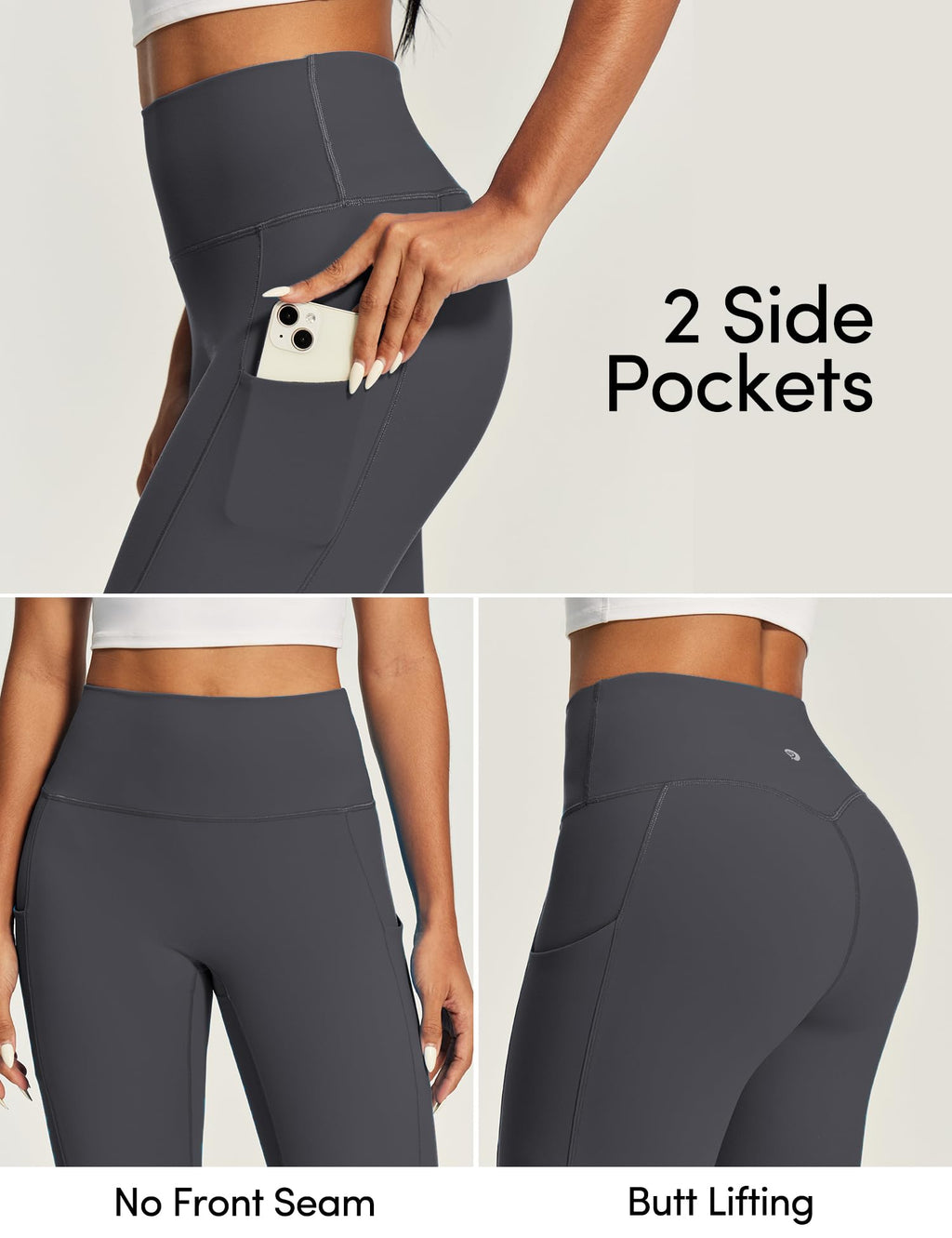 IUGA Compression Leggings for Women Tummy Control No Front Seam Leggings with Pockets High Waisted Workout Yoga Pants