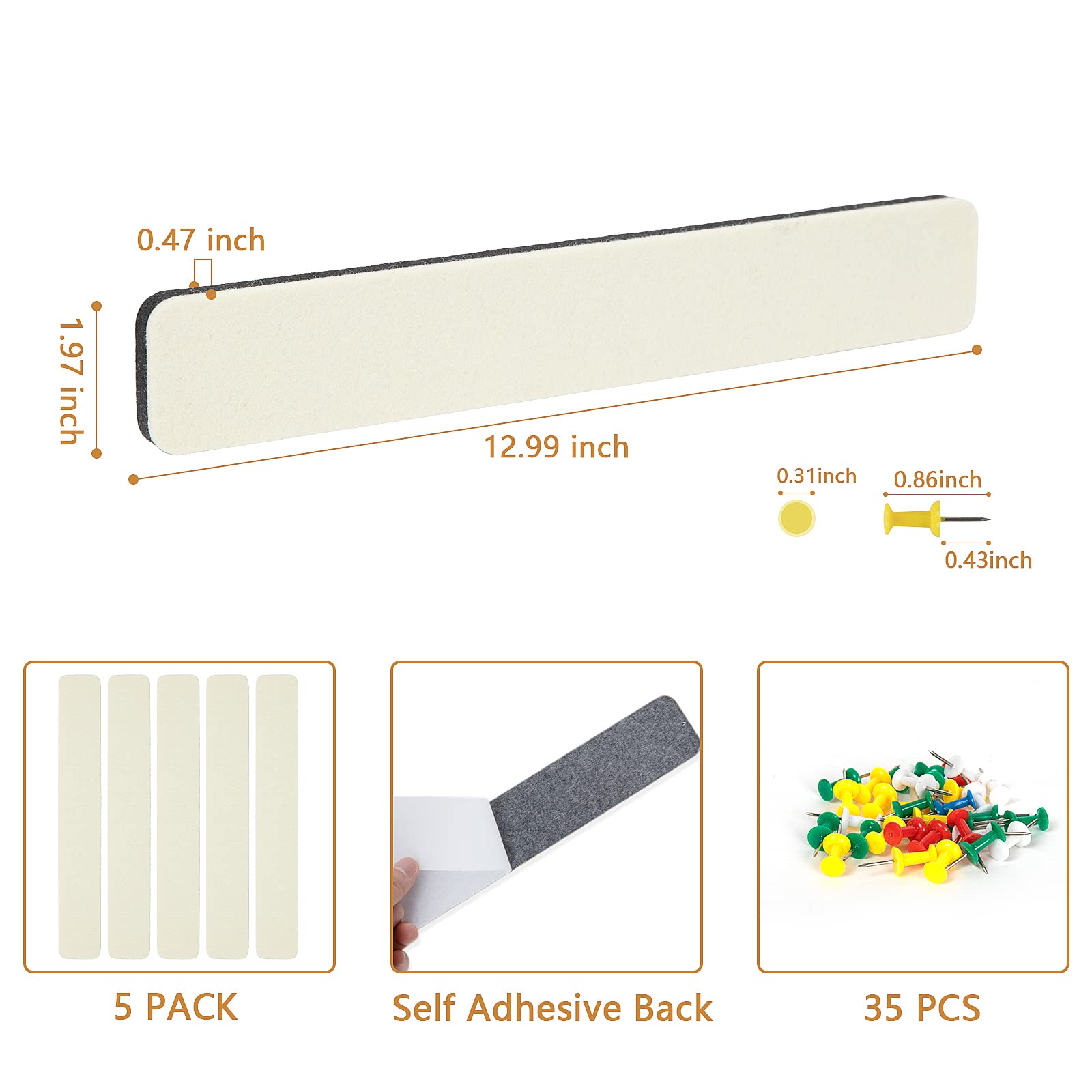Felt Bulletin Board, 15.7''X 11.8'' corkboard Pin Board for Bedrooms Offices Home Wall Decoration, Self Adhesive Cork Board with 35 Push Pins for Paste Notes, Photos, Schedules (2 Pack)