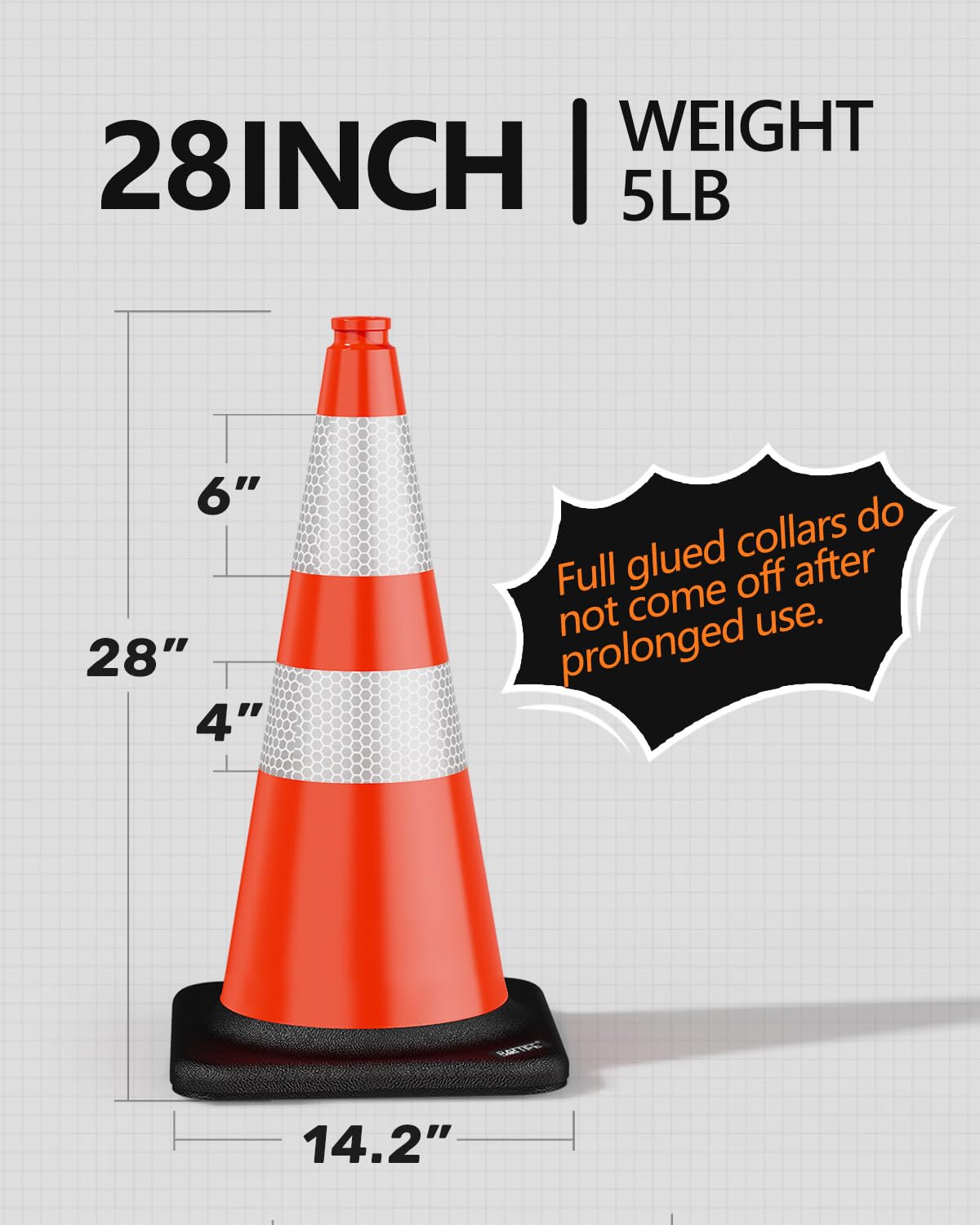 (4 Pack) BATTIFE Traffic Cones 18 Inch with Black Weighted Base, PVC Green Cone for Traffic Control,Construction Events, Driveway Road Parking Lot