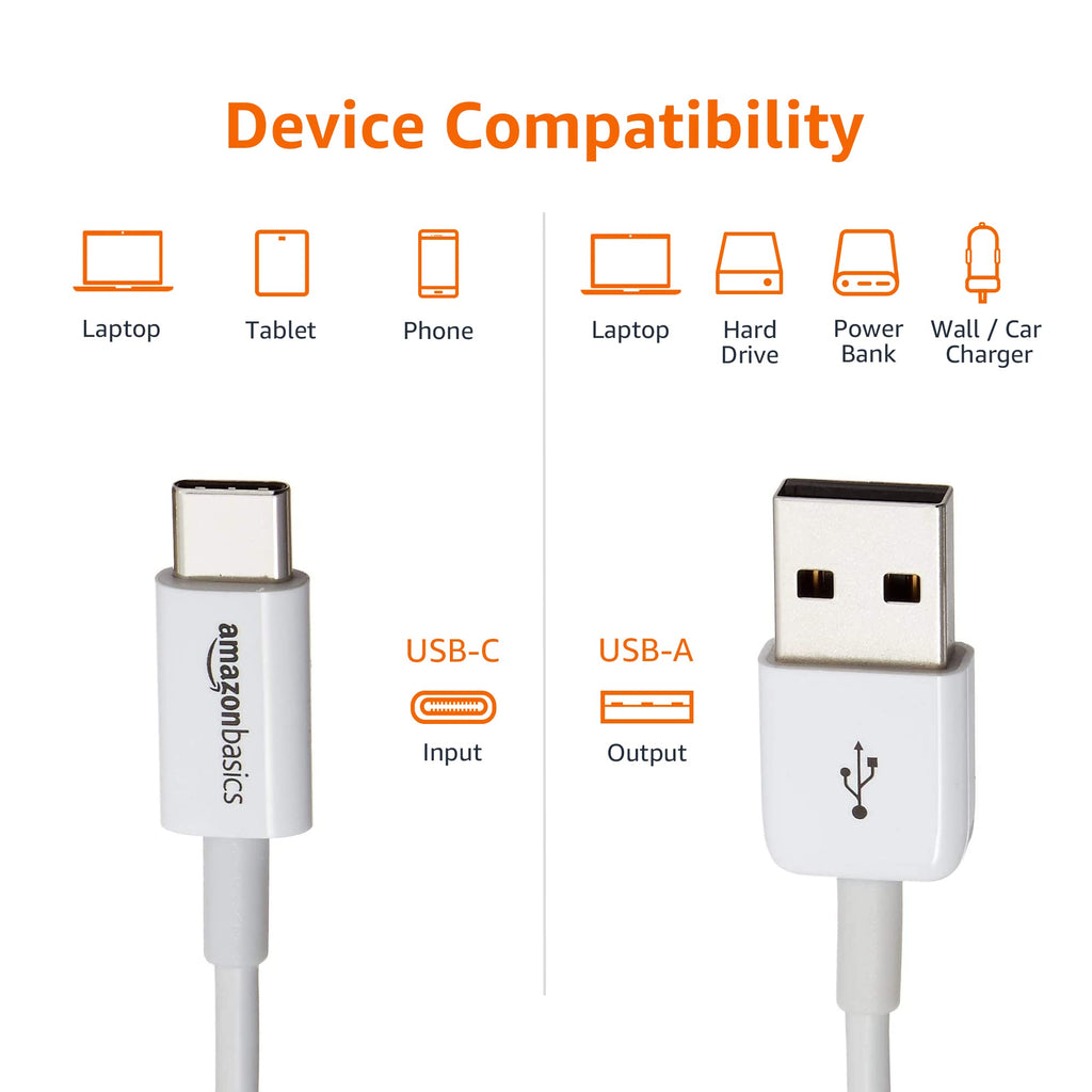 Amazon Basics USB-C to USB-A 2.0 Fast Charger Cable, 480Mbps Data Transfer Speed, USB-IF Certified, for Apple iPhone 16/15, iPad, Samsung Galaxy, Tablets, Car, 3ft, Black