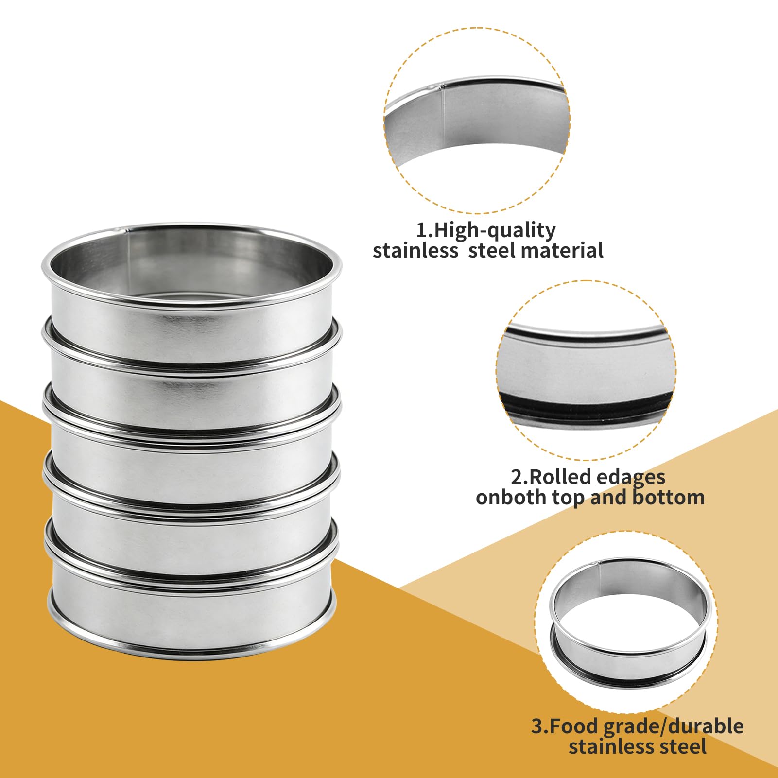RICHSC-PAN Stainless Steel Perforated Tart Ring Set, 16 Packs Food-Grade, 3.15 Inches and 2.36 Inches, Suitable for All Kinds of Small Fruit Tart Crusts.