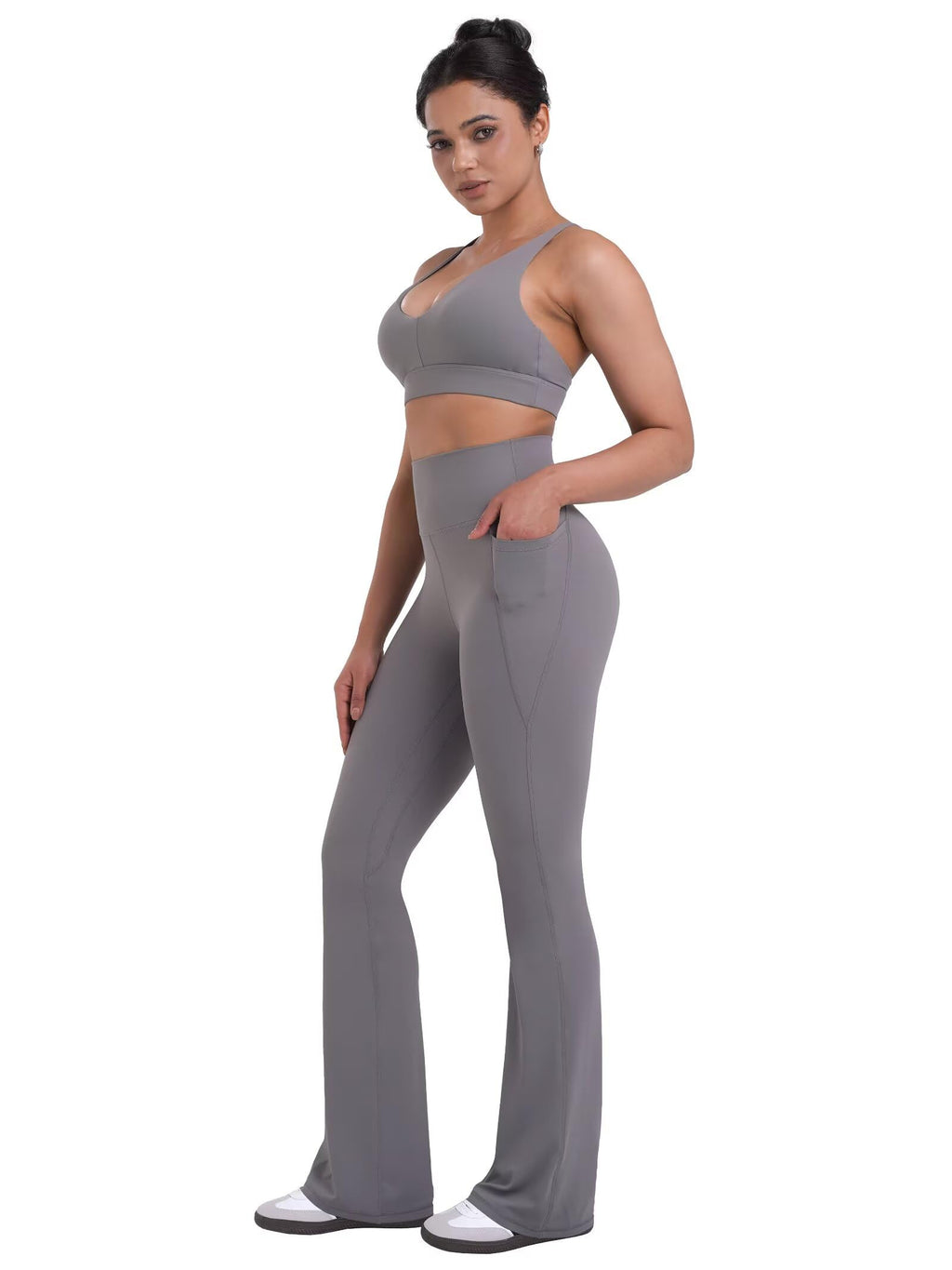 Sunzel Women Mini Flare Leggings with Pockets Breathable Bootcut Yoga Pants | Mini Flare, Buttery Soft, High Stretchy, High Waisted Tummy Control, Gym Clothes, Workout Casual Dance