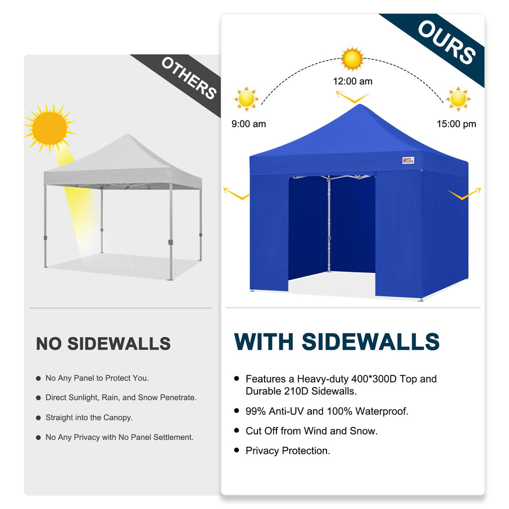 MASTERCANOPY 10x10 Premium Heavy Duty Pop Up Commercial Instant Canopy with Sidewalls(10x10 Blue)