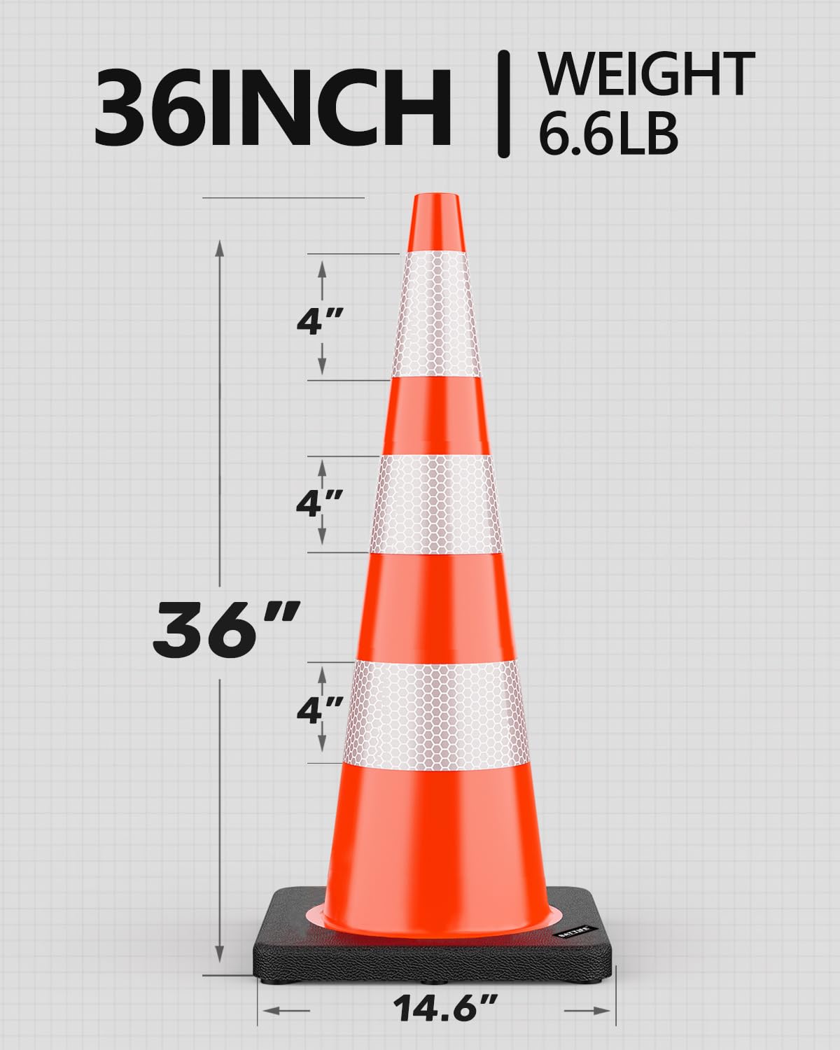 (4 Pack) BATTIFE Traffic Cones 18 Inch with Black Weighted Base, PVC Green Cone for Traffic Control,Construction Events, Driveway Road Parking Lot