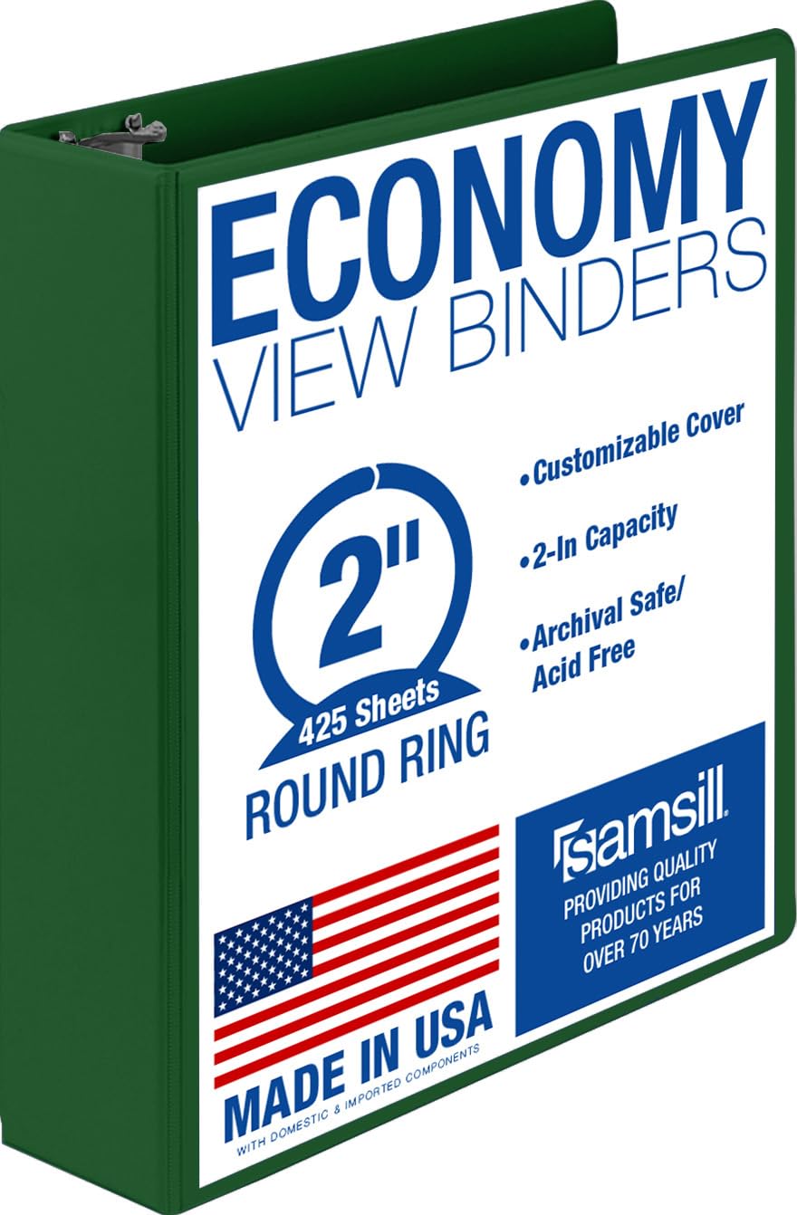 Samsill 1 Inch 3 Ring Binders, Economy Round Ring, Clear View Cover, 200 Sheet Capacity - for School, Home, Office - Blue, 4 Pack