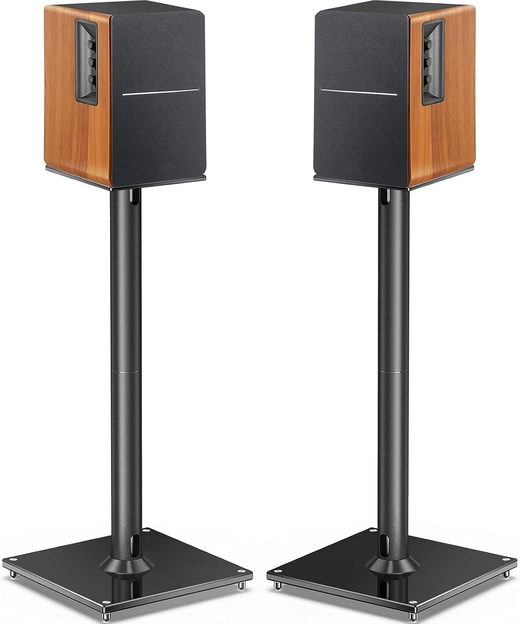 Perlegear Universal Speaker Stands for Surround Sound up to 22lbs - 28 Inch Bookshelf Speaker Stands for Bose, Polk, JBL, KEF, Klipsch & Others, Floor Speaker Stand with Cable Management 1Pair- PGSS6