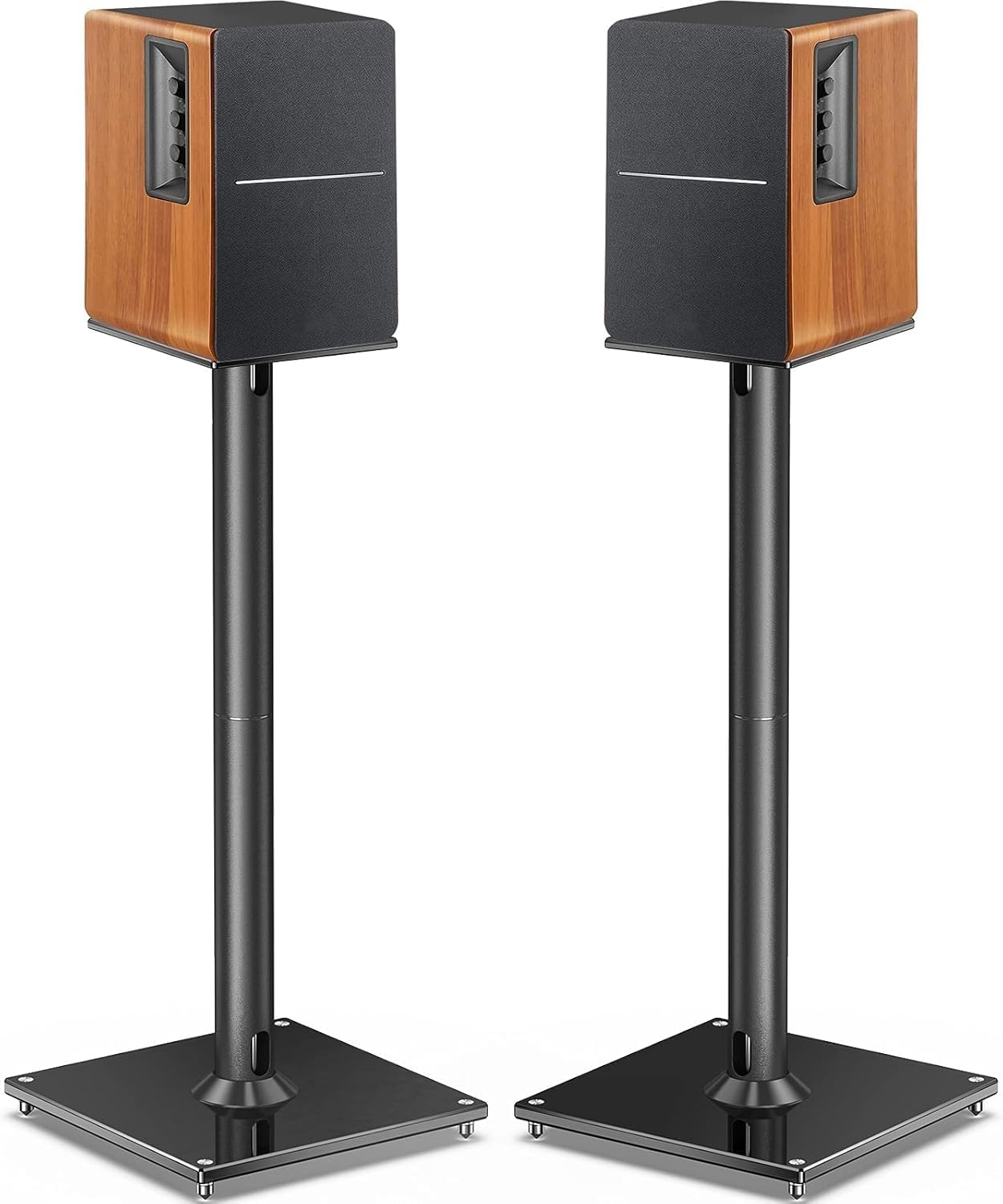 Perlegear Universal Speaker Stands for Surround Sound up to 22lbs - 28 Inch Bookshelf Speaker Stands for Bose, Polk, JBL, KEF, Klipsch & Others, Floor Speaker Stand with Cable Management 1Pair- PGSS6