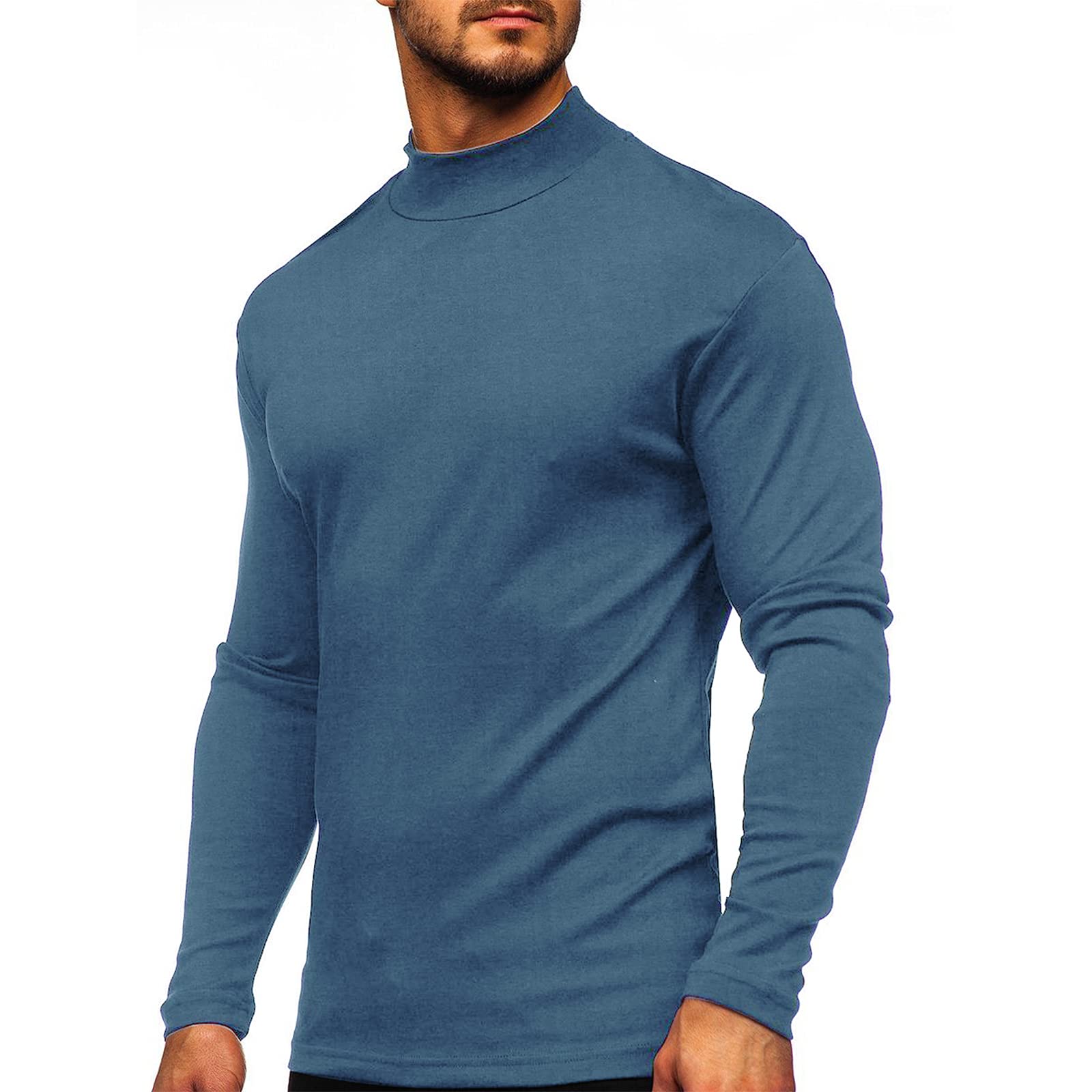 Rela Bota Mens Half Turtleneck Long Sleeve Pullover Basic Designed Undershirt Stretch Slim Fit Sweaters