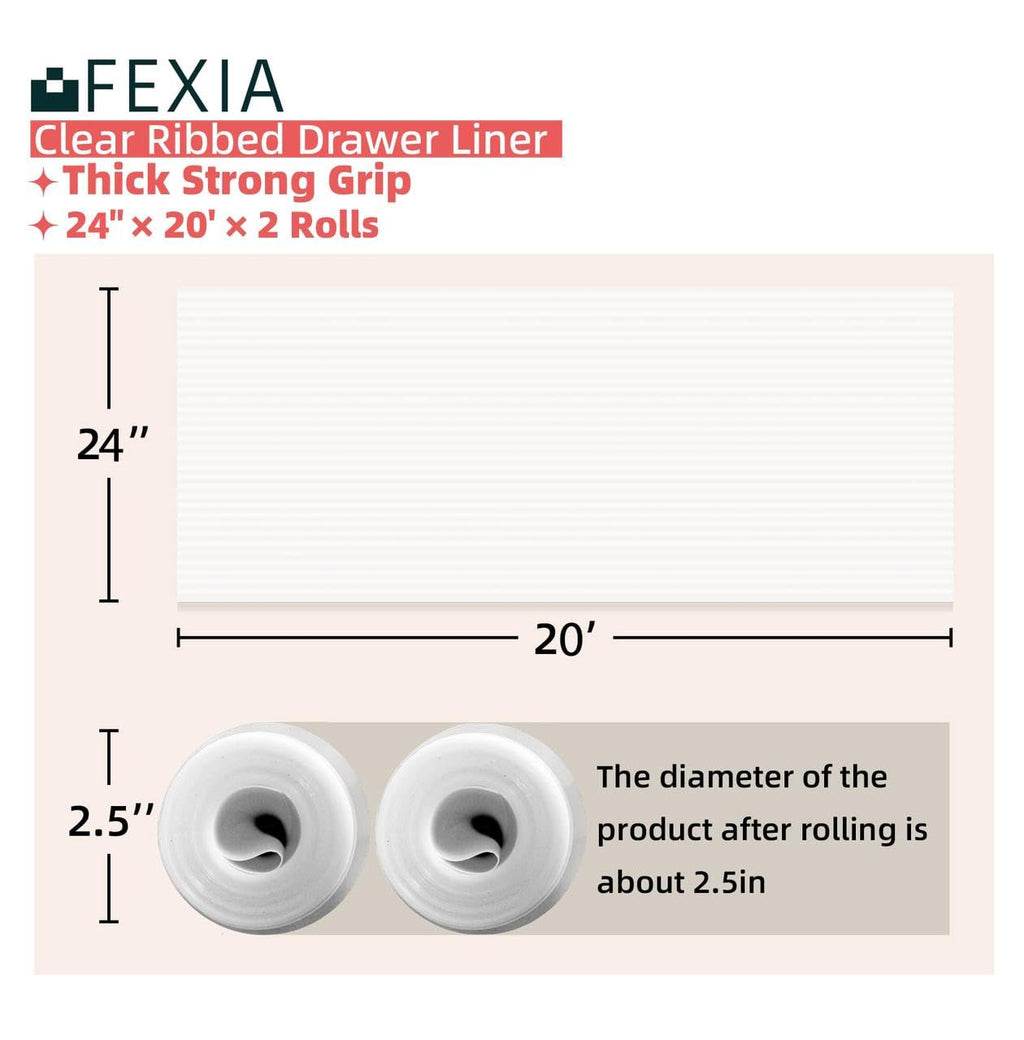 FEXIA Shelf Liner for Kitchen Cabinets Drawer Non Adhesive Non-Slip Liner 12 Inches x 20 FT Waterproof & Oil-Proof Durable Material Fridge Liner for Shelves