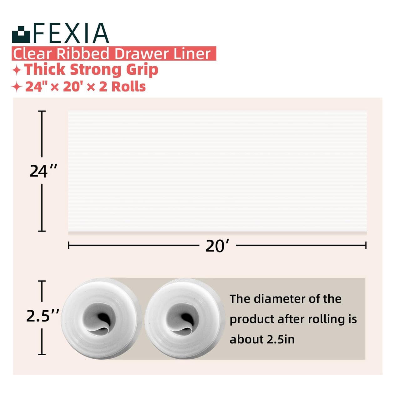 FEXIA Shelf Liner for Kitchen Cabinets Drawer Non Adhesive Non-Slip Liner 12 Inches x 20 FT Waterproof & Oil-Proof Durable Material Fridge Liner for Shelves