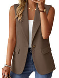 Mina Self 2026 Summer Women's Sleeveless Vest Tops - Lightweight Breathable Lined Trendy Casual Work Office Blazer - Pockets