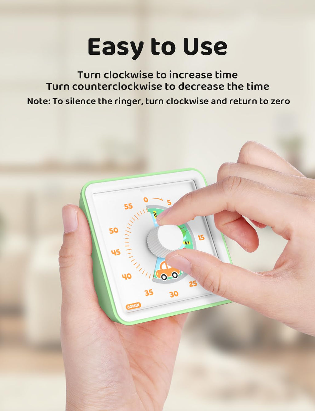 LIORQUE 60 Minute Visual Timer for Kids, Visual Countdown Timer for Classroom Office Kitchen with 'Rainbow' Pattern Design, Pomodoro Timer with Silent Operation (Batteries Included)
