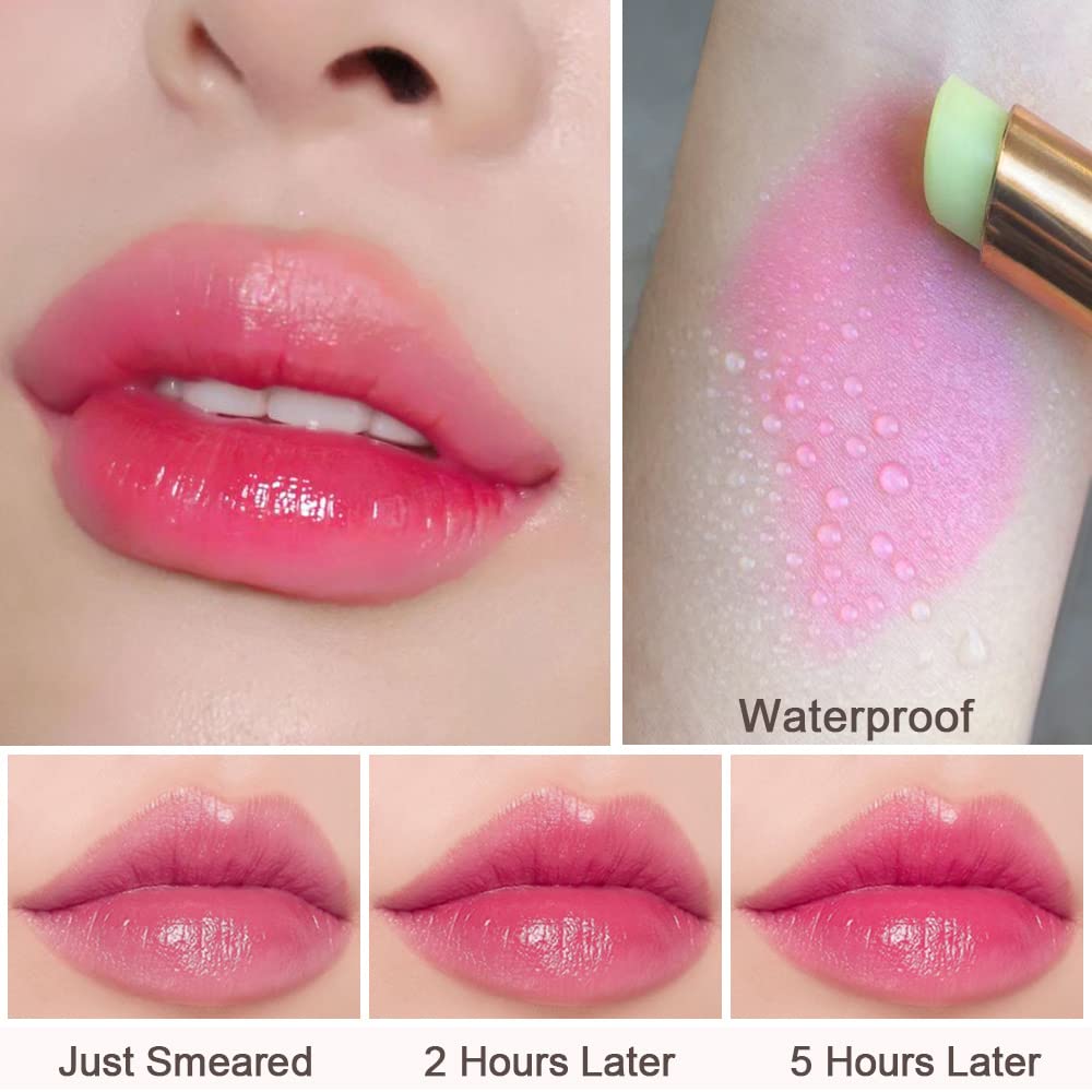 evpct 2Pcs Blueberry Tinted Lip Balms PH Lip Color Changing Lipstick Balm Stain Gift Set Queen for Women Girls Korean Mood Long Lasting Color Change Light Pink Lipstick Lip Tint Plumper Gloss