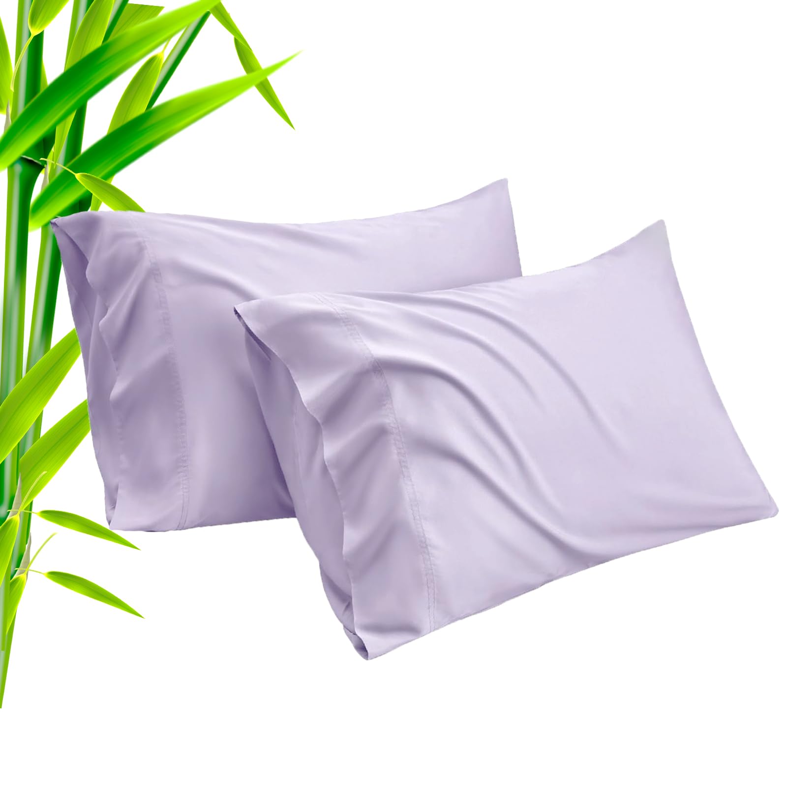 Pillow Cases Standard Size 2 Pack, Bamboo Rayon Cooling Pillowcases with Envelope Closure, Cool Breathable Pillow Case for Hot Sleepers & Night Sweats, 20x26 inches, Aqua Blue