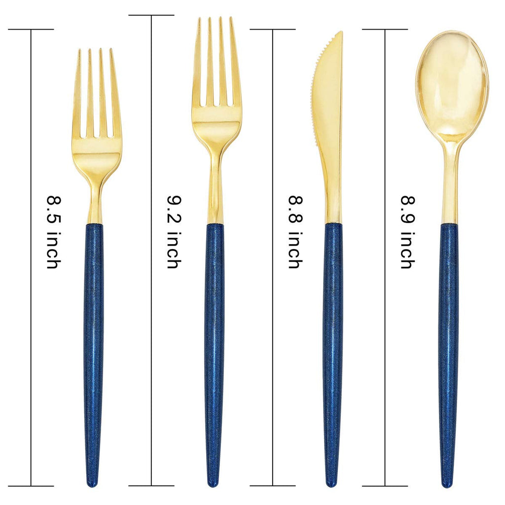 Supernal 102 Pcs Black and Gold Plastic Silverware Set,Heavy Duty Gold Disposable Cutlery for 34 Guests (34 Forks,34 Spoons,34 Knives),Elegant Plastic Flatware for Weddings,Parties & Upscale Events