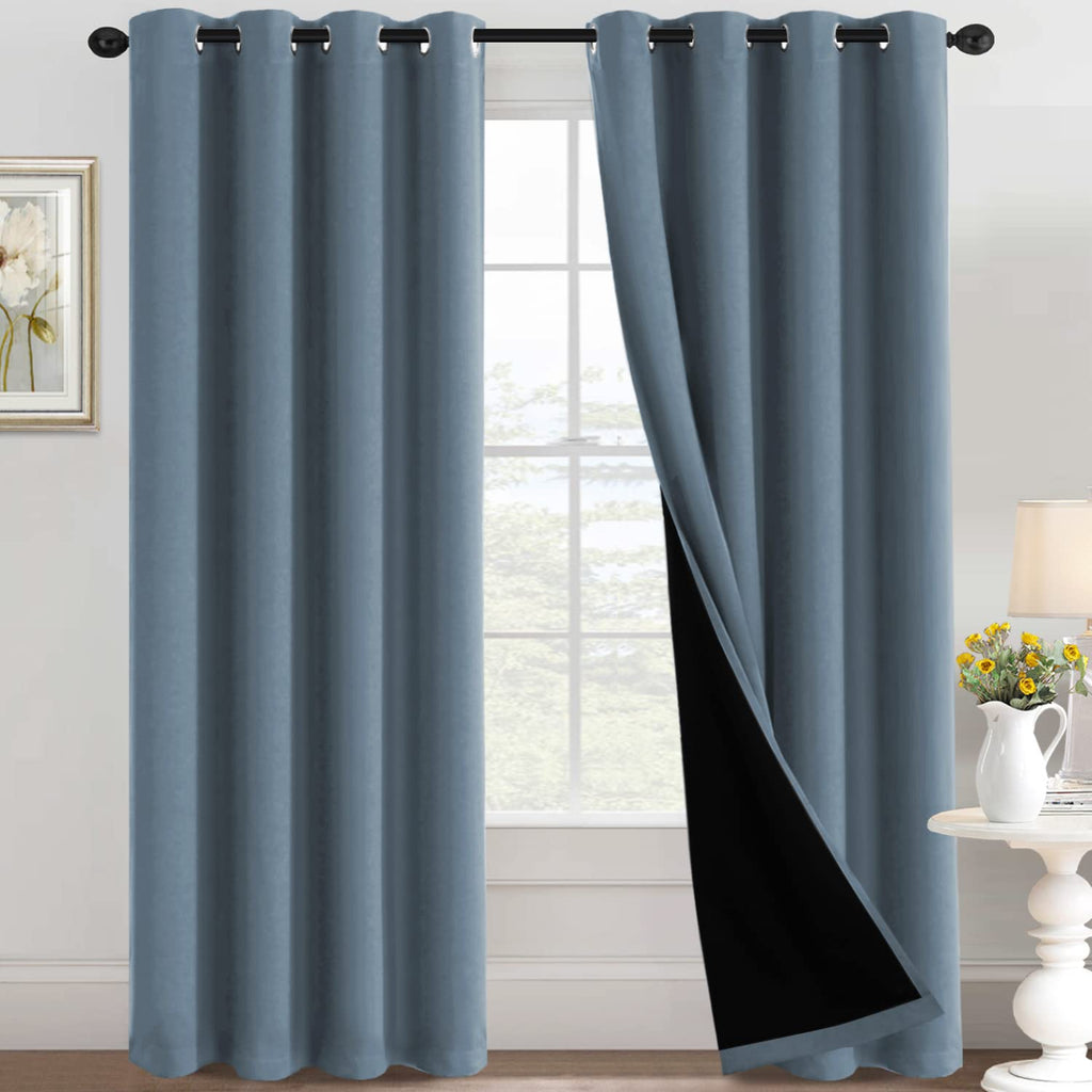 H.VERSAILTEX 100% Blackout Curtains Thermal Insulated Full Blackout Curtains for Living Room Energy Efficiency Window Drapes for Bedroom with Black Liners 1 Panel, 52x63 Inch, Burgundy