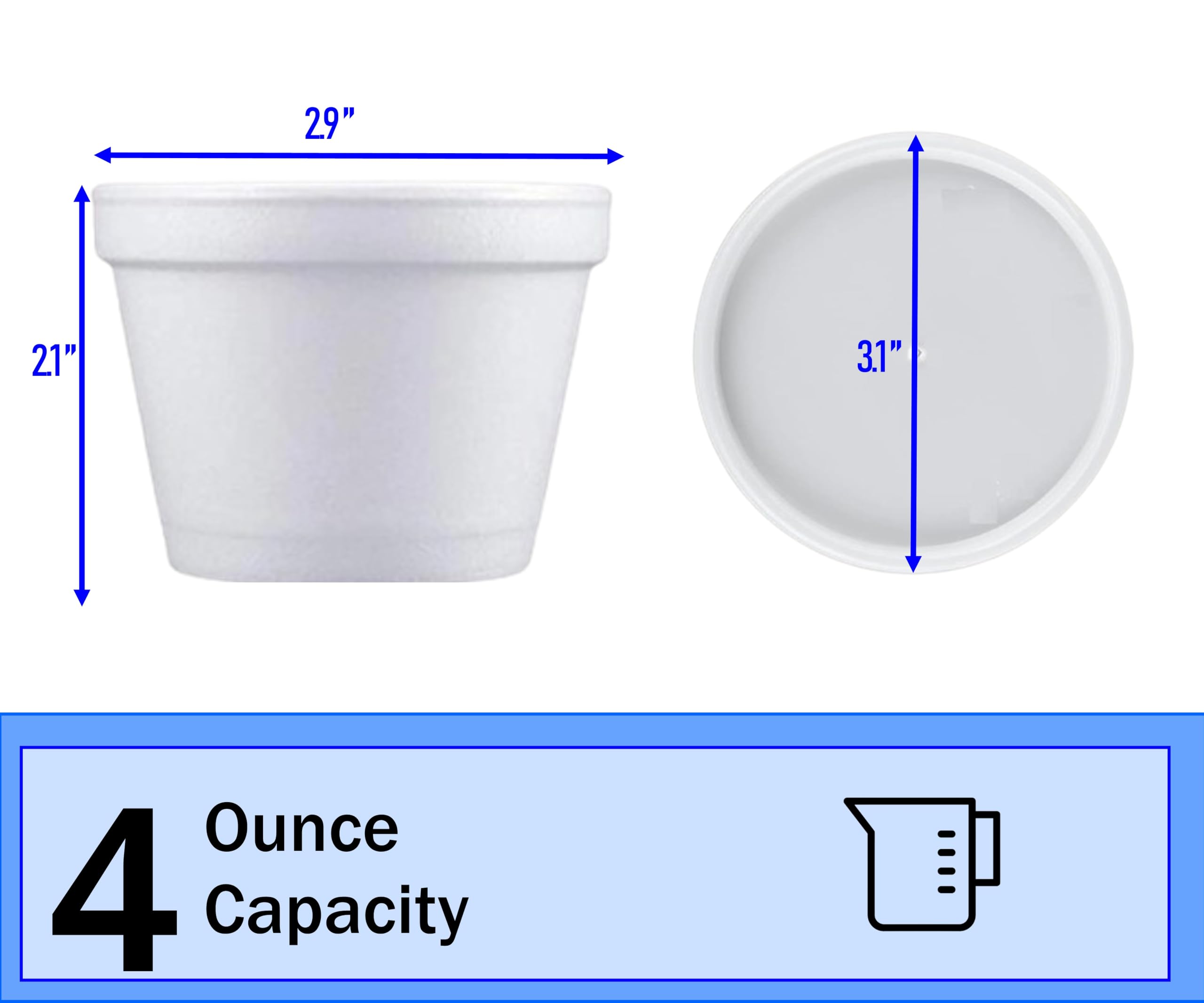 Mr Miracle Foam Bowl with Lid for Hot and Cold Foods – 4 Ounce Disposable Soup Container with Vented Lid, Great for Ice Cream, Yogurt, Soup, Takeout [50 pack]
