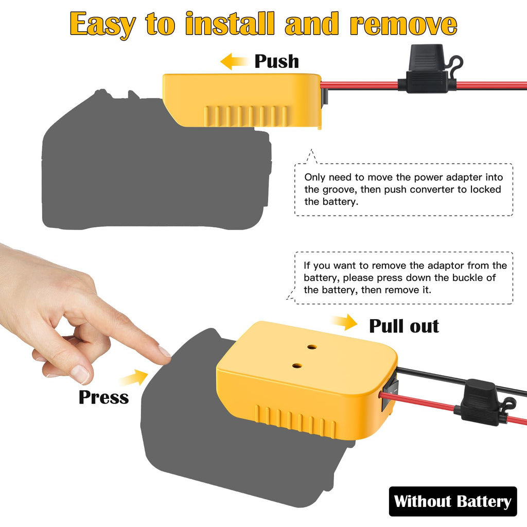 Power Wheels Adapter for Dewalt 20V Battery Adapter Power Wheels Battery Conversion Kit with Switch, Fuse & Wire Terminals, 12AWG Wire, Power Connector for DIY Ride On Truck, RC Car Toys and Robotics