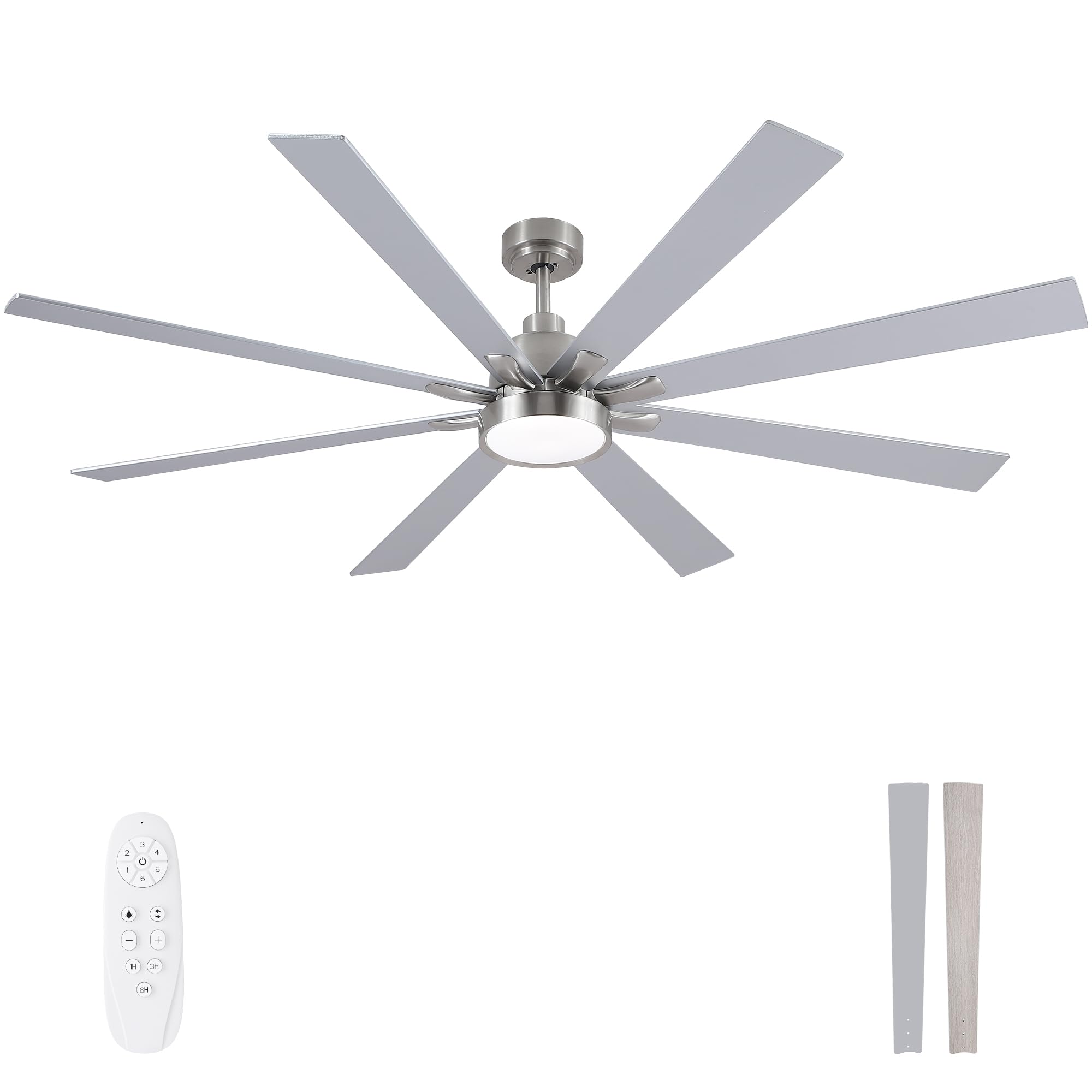 42 Inch Low Profile Ceiling Fan with Light, White Ceiling Fans with Lights and Remote, Flush Mount, 6 Speeds Reversible Quiet DC, 3CCT Dimmable, Indoor Outdoor Ceiling Fans for Patios Bedroom