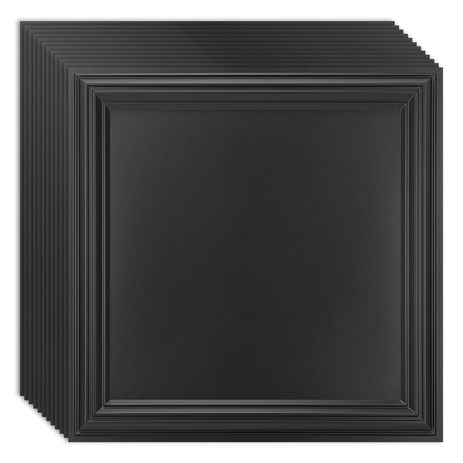Art3d Drop Ceiling Tiles 24x24in. (12-Pack, 48 Sq.ft), Wainscoting Panels Glue Up 2ft x 2ft for Interior Décor in Living Room, Bedroom & Office, Star Black