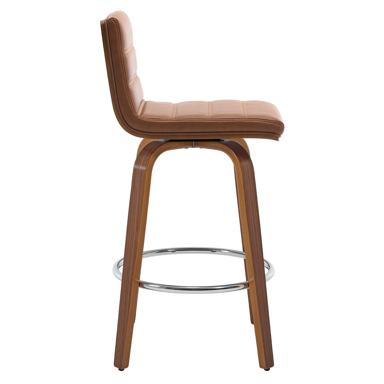 Bar Stools 29 Inch Bar Height, Swivel Bar Stools with Backs Upholstered PU Leather Barstool, L Shape Back and Padded Seat, Mid-Century Modern Bar Stool Pub Chairs for Kitchen Counter Island, Black