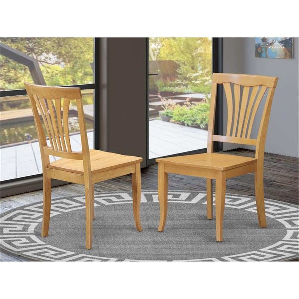 East West Furniture AVC-BLK-W Avon Dining Room Chairs - Slat Back Solid Wood Seat Chairs, Set of 2, Black & Cherry