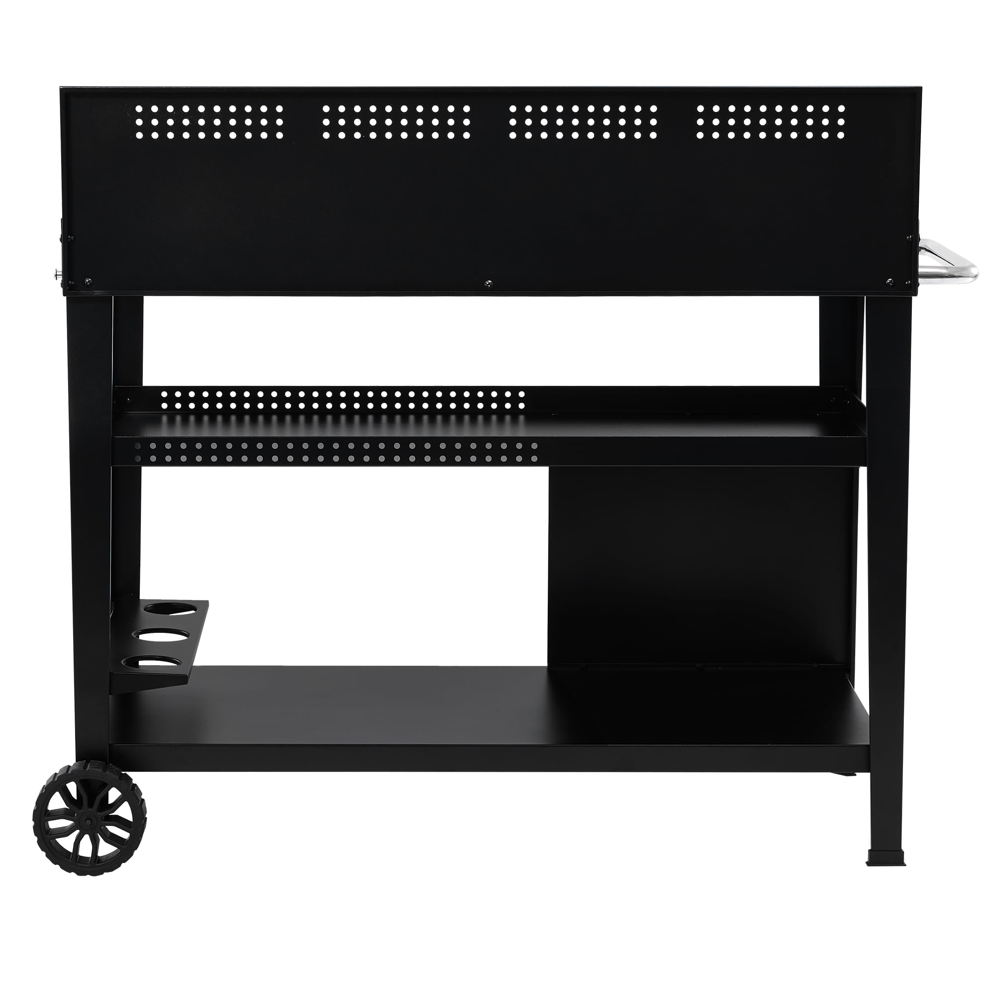 Royal Gourmet PC3404S Rolling Dining Table with Trash Bag Holder, Outdoor Garden Patio BBQ Kitchen Food Prep Table Cart, 34"L x 20"W Stainless Steel Tabletop, Silver & Black