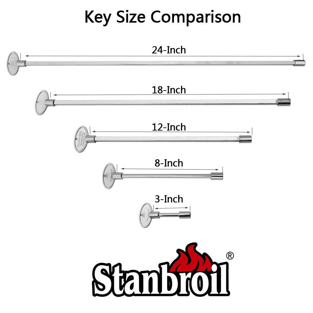 Stanbroil 3-Inch Gas Valve Key Fits 1/4" and 5/16" Turn Ball Valve for Gas Fire Pits and Fireplaces, Polished Chrome
