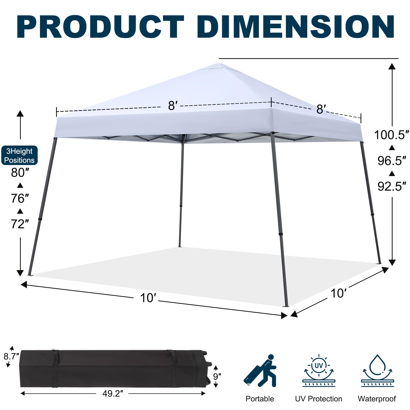 MASTERCANOPY Portable Pop Up Canopy Tent with Large Base (10x10,Dark Gray)