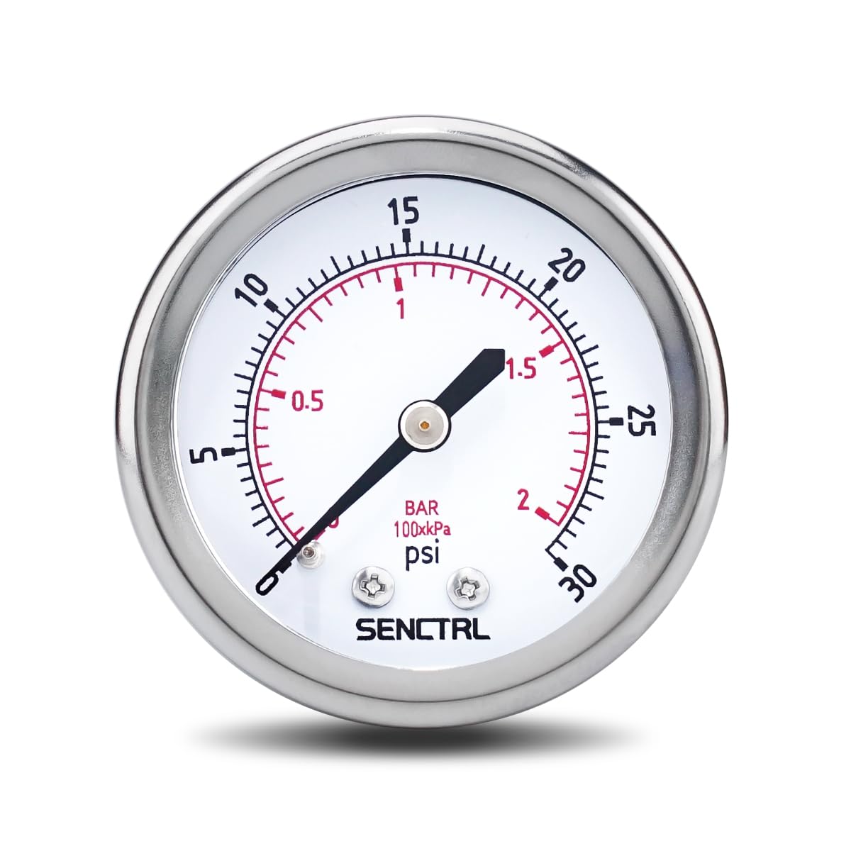 SENCTRL 30inHg Vacuum Pressure Gauge, 2" Dial, 1/8 NPT Lower Mount, Waterproof, Stainless Steel Case, for Tube Tester, HVAC, Pneumatic Air Compressor, Hand Pump, Valve Test