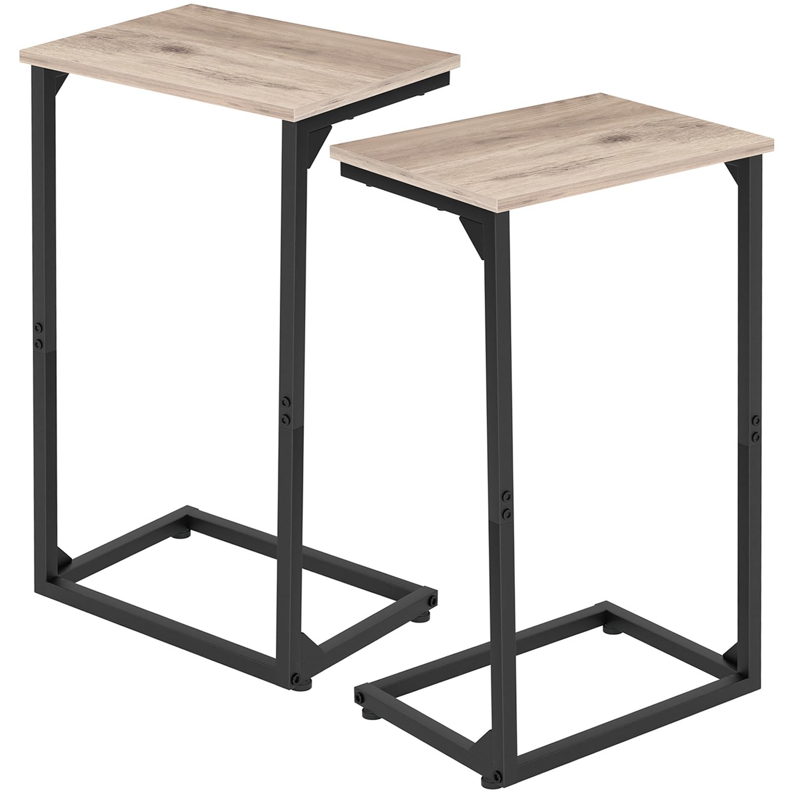 AMHANCIBLE C Shaped End Tables Set of 2, Couch Side Tables that Slide Under Sofa, Slim TV Trays for Living Room and Bedroom, Narrow Space Saving Laptop Workstation, Black, HET02BBK
