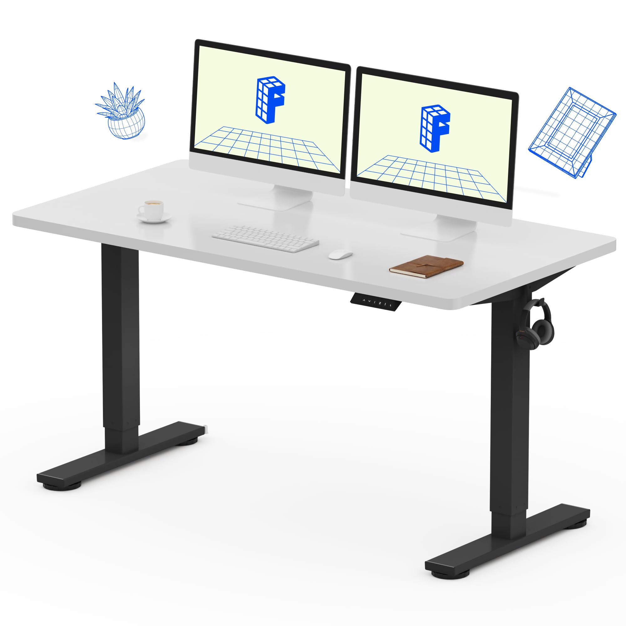 FLEXISPOT EN1 One-Piece Standing Desk, Electric Adjustable with 4 Memory Presets, 176 LBS Capacity, Stable & Quiet, Seamless Desktop for Home Office & Dual Monitors, 40"x24" Black
