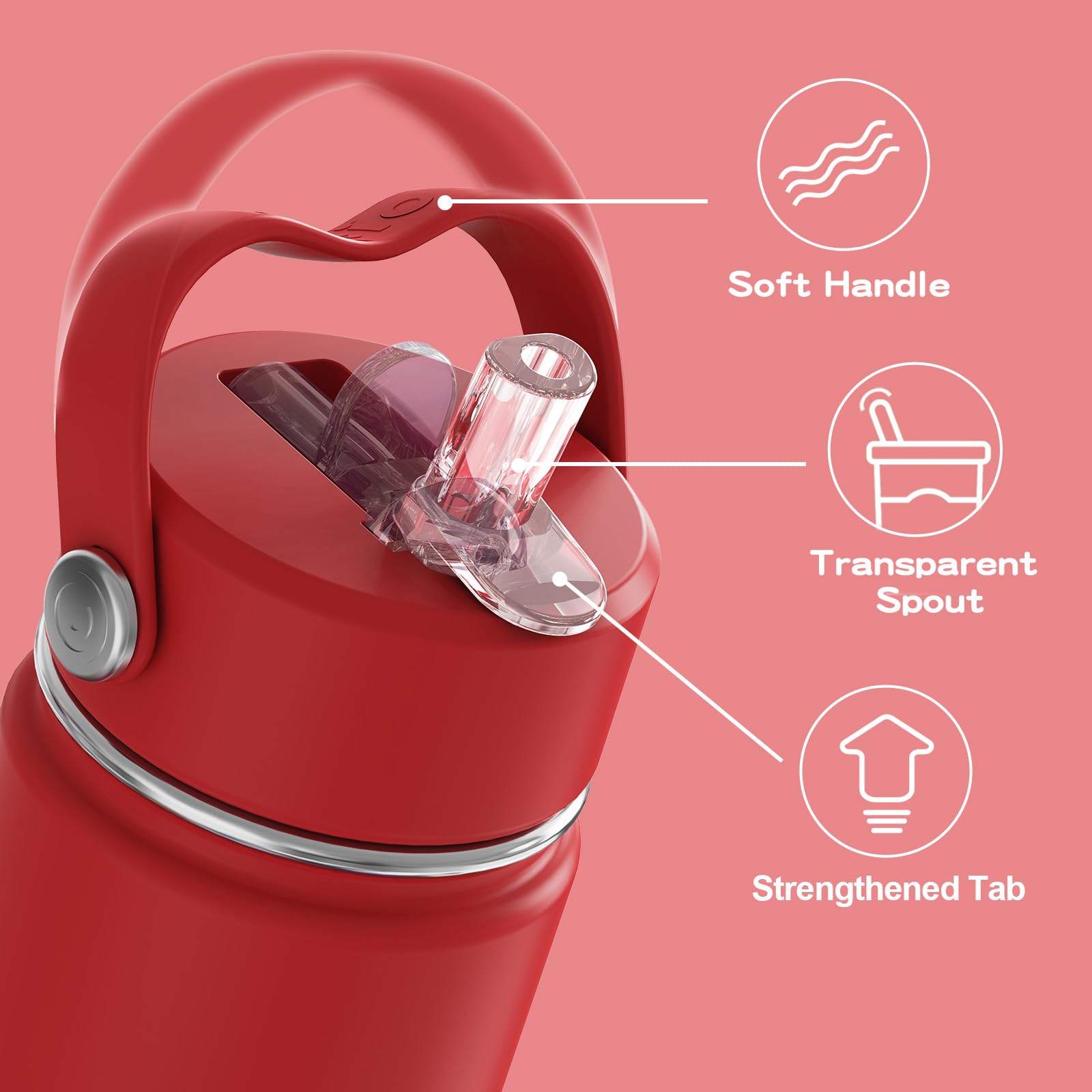 OISIZ Kids Water Bottle with Straw Lid 14oz, Vacuum Insulated 316 Stainless Steel Water Bottles for Kids for School, Leakproof Water Bottle, BPA Free and Keep Cold for 24 Hours