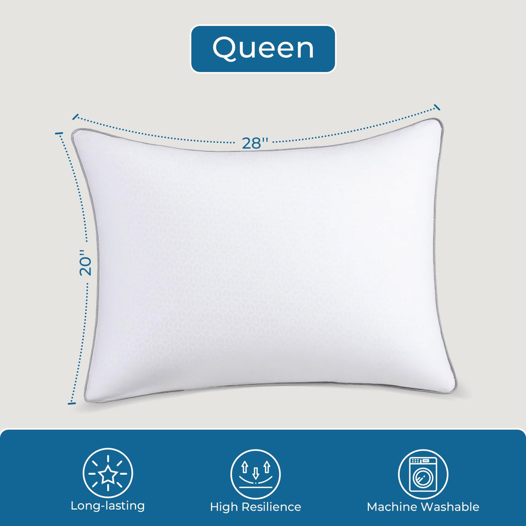 Sasttie Firm Pillows Standard Size Set of 4, Full Size Bed Pillows for Side, Back, and Stomach Sleepers - Oeko-Tex Certified Down Alternative Plump Filling - Hotel Quality and Machine Washable, 4 Pack