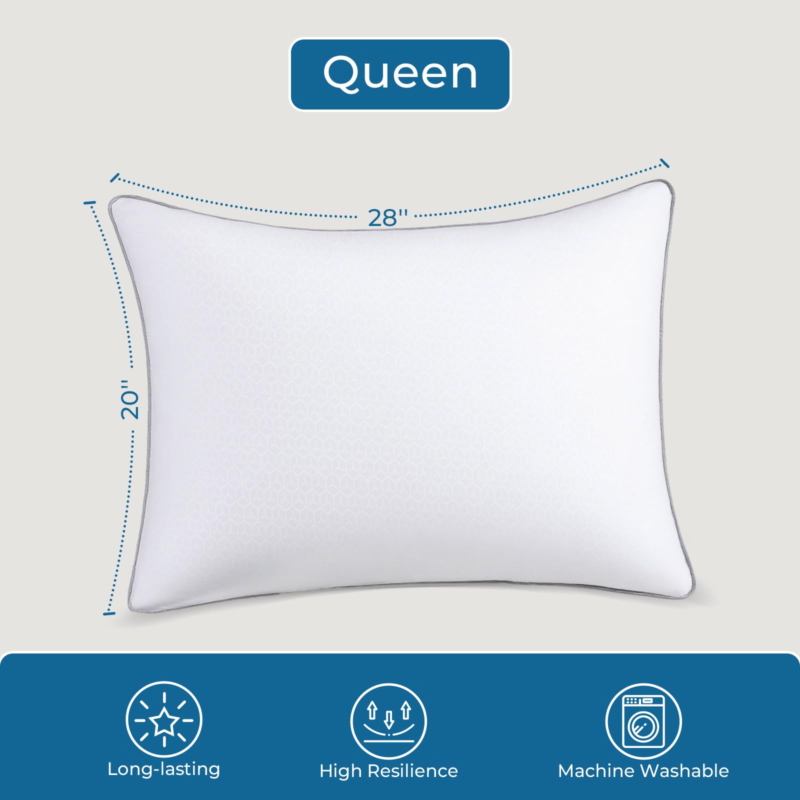 Sasttie Firm Pillows Standard Size Set of 4, Full Size Bed Pillows for Side, Back, and Stomach Sleepers - Oeko-Tex Certified Down Alternative Plump Filling - Hotel Quality and Machine Washable, 4 Pack