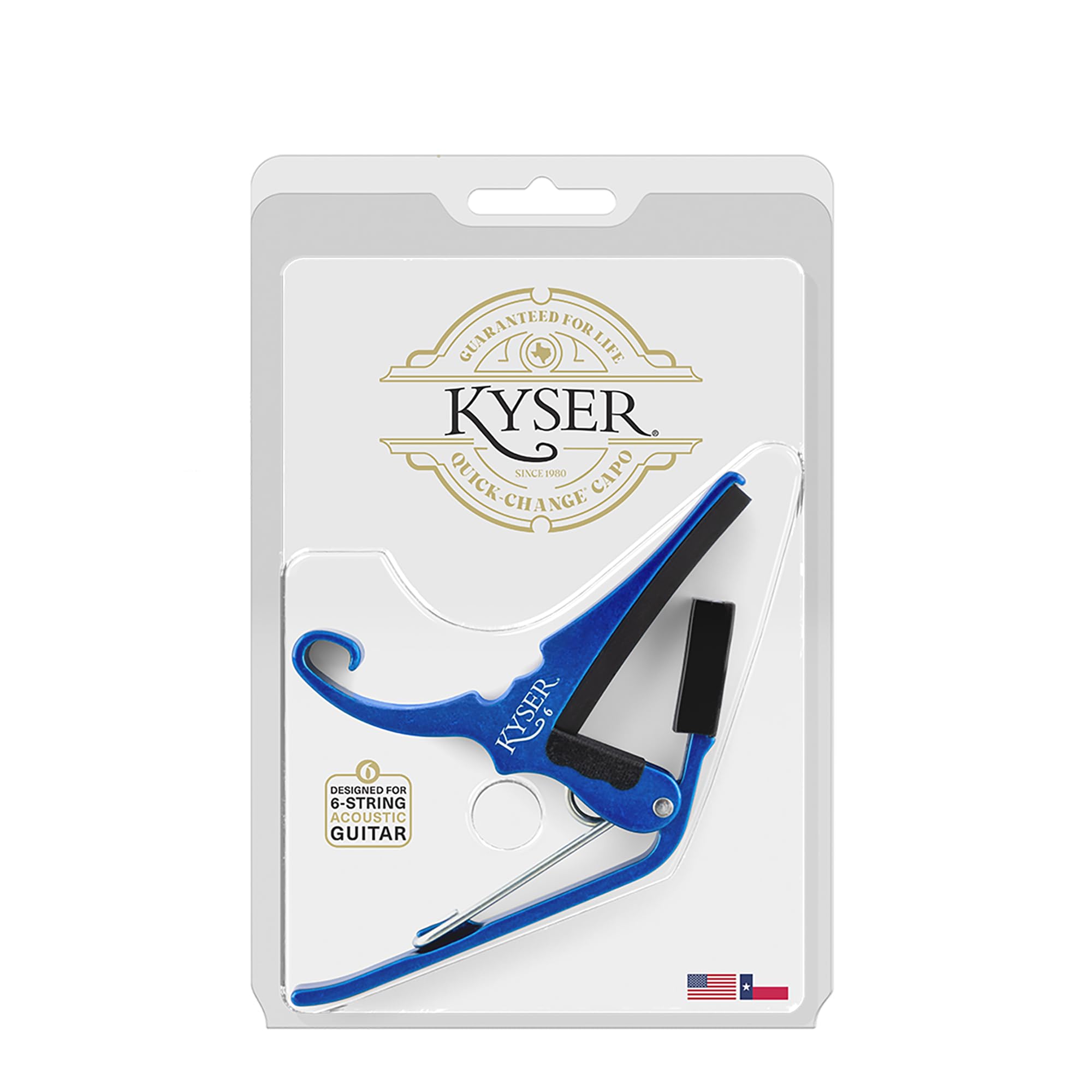 Kyser Musical Products Quick-Change Guitar Capo, KG6ABA, Abalone - For 6-String Acoustic Guitars, Made in USA, Quality, Strong, Lightweight, Quick & Easy Key Changes, Innovative, Perfect Fit