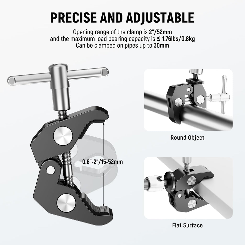 NEEWER 5.9"/15cm Adjustable Friction Magic Arm with 1/4" Screw on Both Ends, Compatible with SmallRig Cage, Flash/LED Light/Microphone/Monitor/SuperClip, Max Load 4.4lb/2kg, ST15