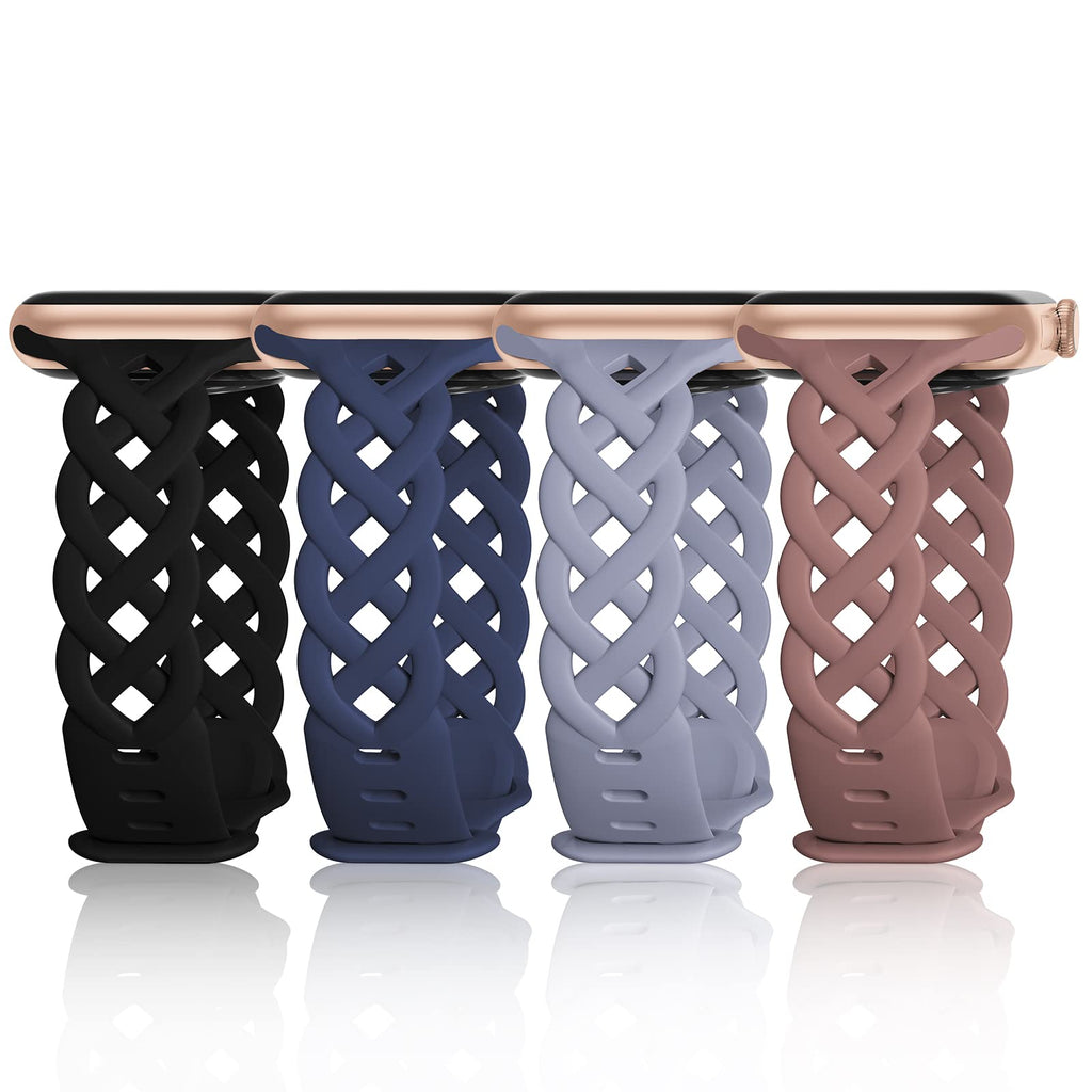 Slim Silicone Bands Compatible with Apple Watch Band 40mm 38mm 41mm 44mm 45mm 46mm 49mm 42mm Women Floral Breathable Braided Lace Thin Sport Strap Replacement Wristbands iWatch SE Series 11 10 9 8 7 6 5 4 3 ultra 2