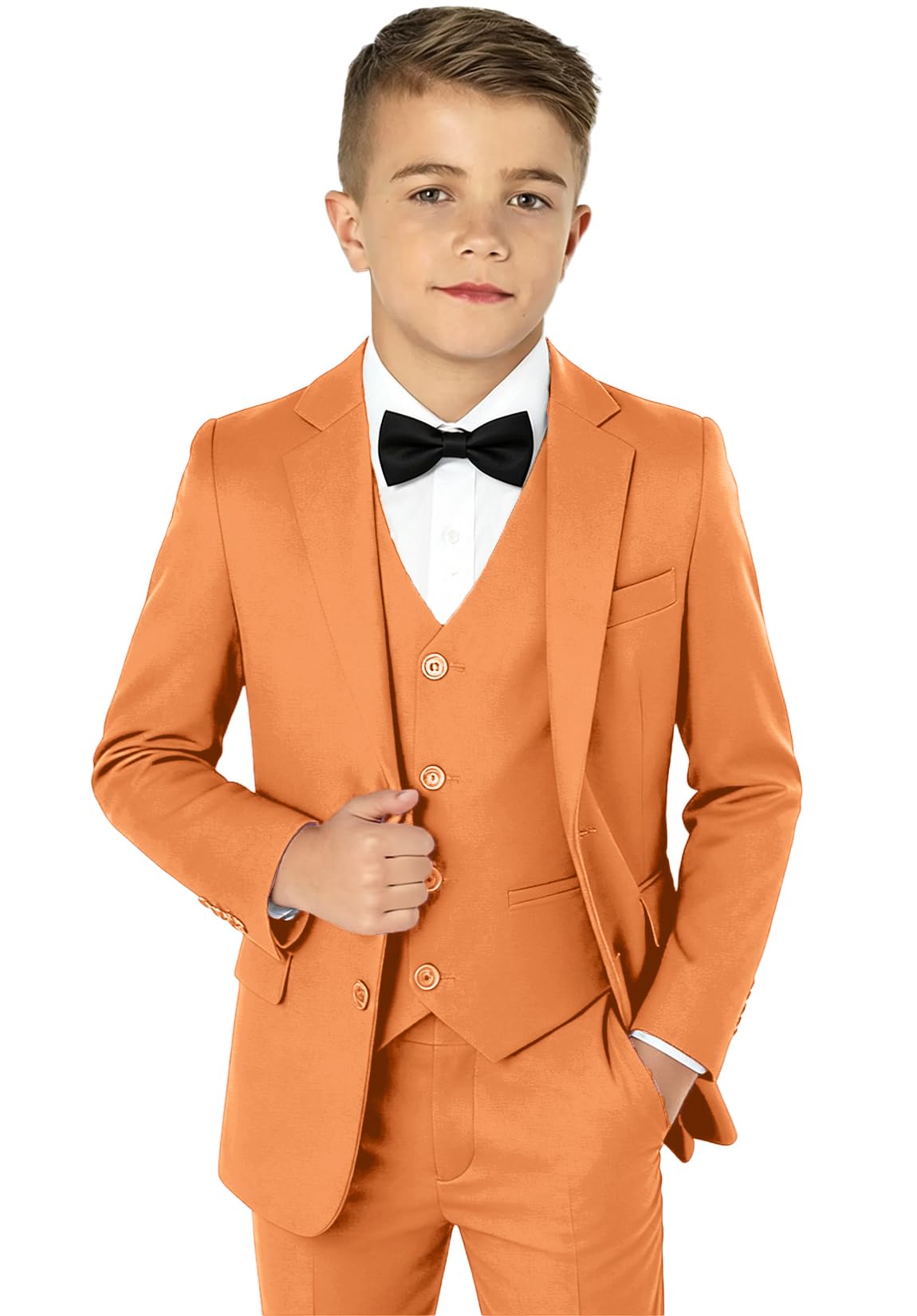 Boy Suits 5 Pieces Formal Suit Set with Adjustable Waist Kids Dress Suit for Wedding Prom