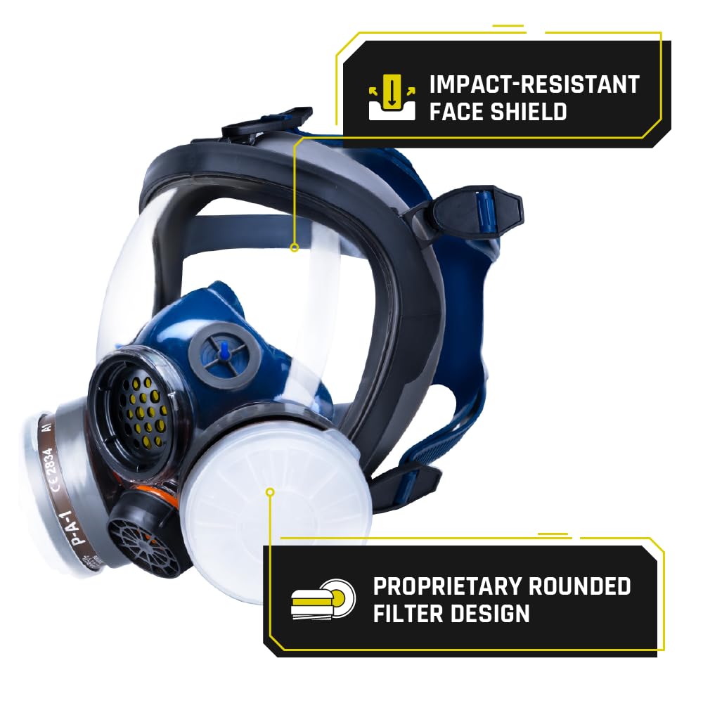 Parcil Distribution Full Face Respirator Mask with Filters – Durable Full Face Respirator Mask, Bayonet Filter Compatible