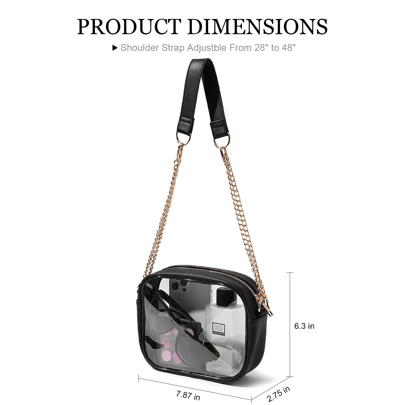 TOBVZOO Clear Bag Stadium Approved, Crossbody Transparent Bag for Concerts Sports Events, Purses for Men & Women