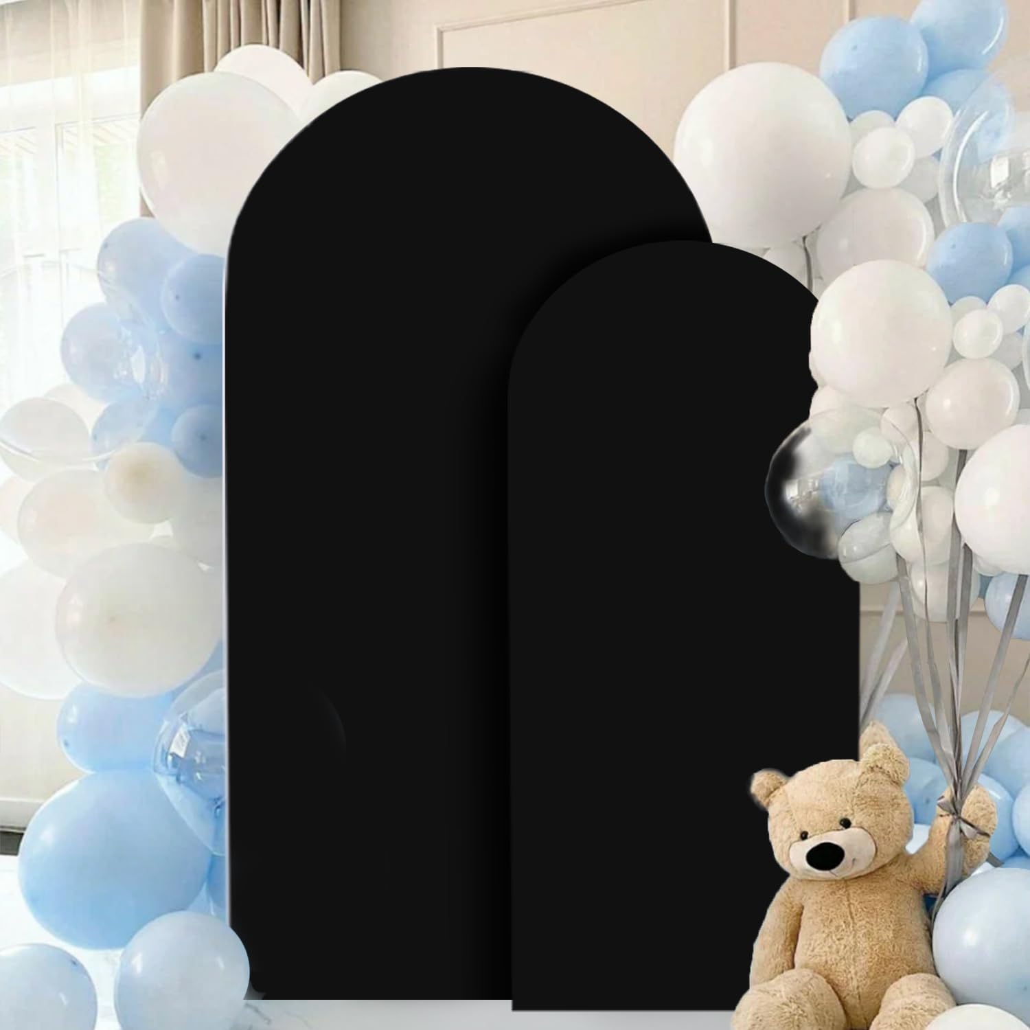 FANPROMS Beige Arch Backdrop Cover Set of 3 Wedding Arch Cover 4x5x6FT Round Top Arch Stand Cover for Fitted Arch Covers Spandex Backdrop Covers Set for Wedding Party Ceremony Decorations
