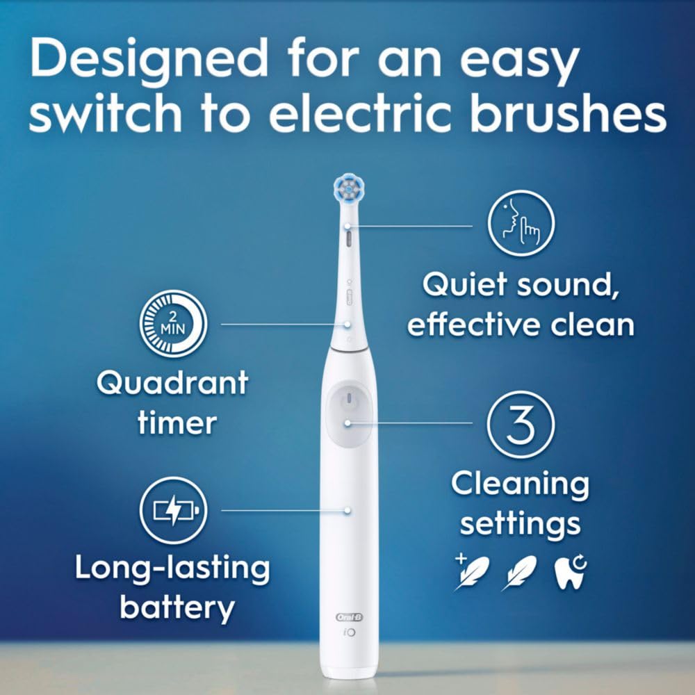 Oral-B Rechargeable Electric Toothbrush, iO2 Starter Kit, 3 Cleaning Modes, Automatic Pressure Sensor to Protect Gums, 2 Brush Heads, Forest Green