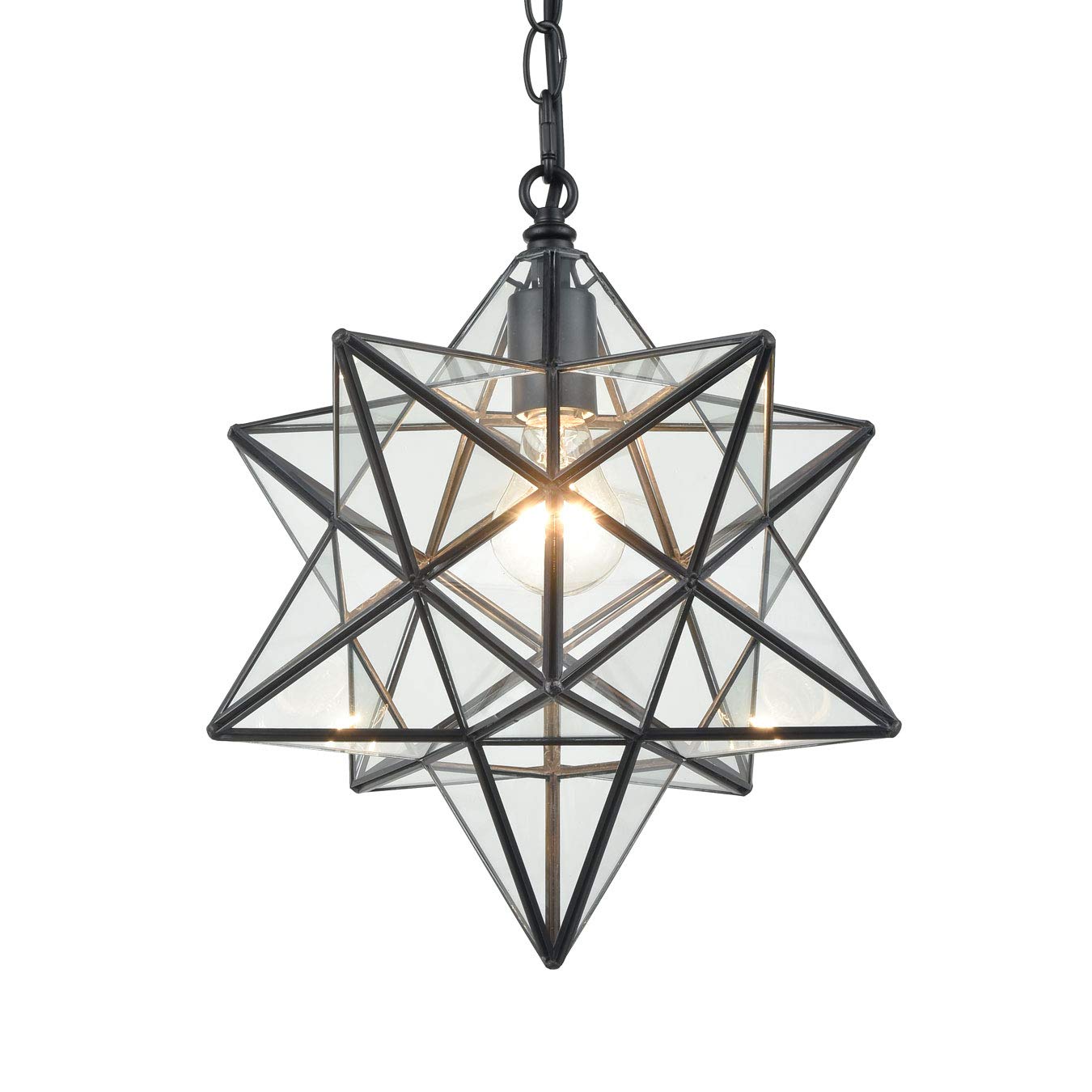 14'' Moravian Star Pendant Light Seeded Glass Star Lights with Adjustable Hanging Chain Light for Kitchen Bedroom Dining-Dimmable