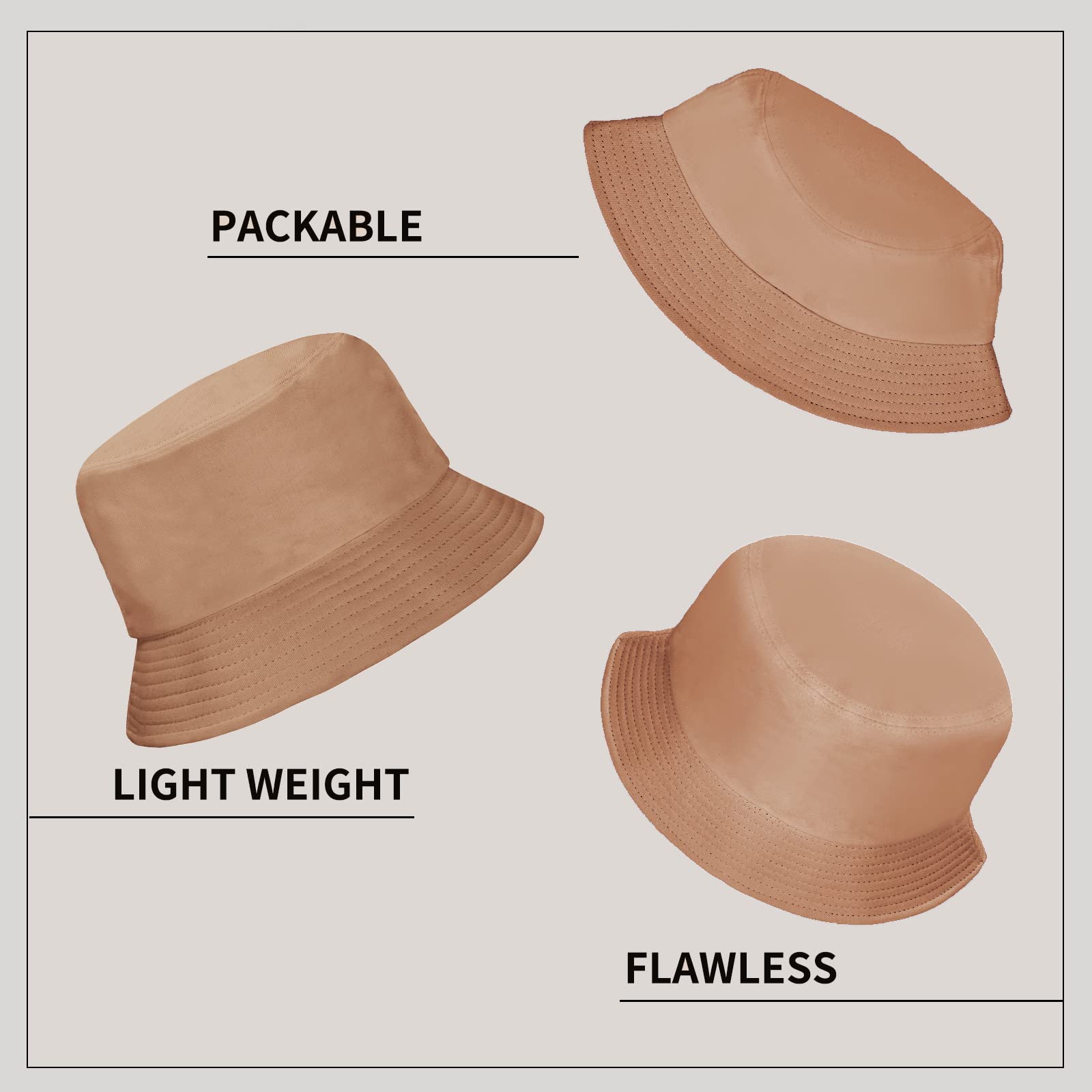 Rosoz 1 & 2 Pack Bucket Hat for Women Men Summer Travel Beach Sun Hat Outdoor Cap Unisex Bucket Hats