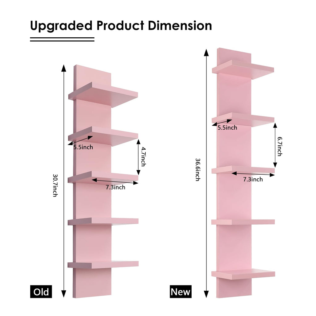 Homaterial Wall Shelves 4 Tier, Simple Vertical Corner Shelf for Room, Kitchen Wall Decor, Makeup Perfume Organizer,Decorative Shelving Unit, Black